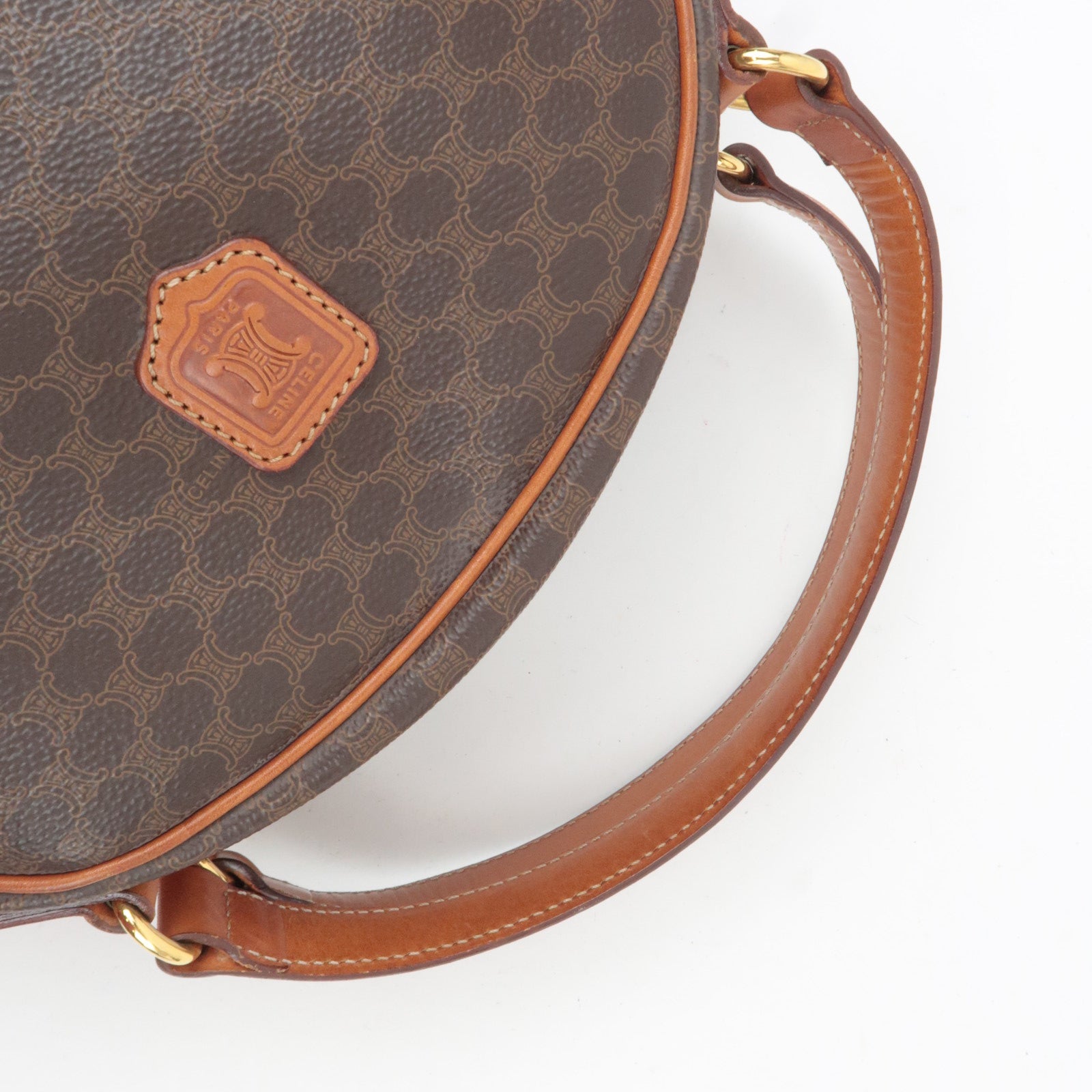 CELINE Macadam PVC Leather Handbag Brown