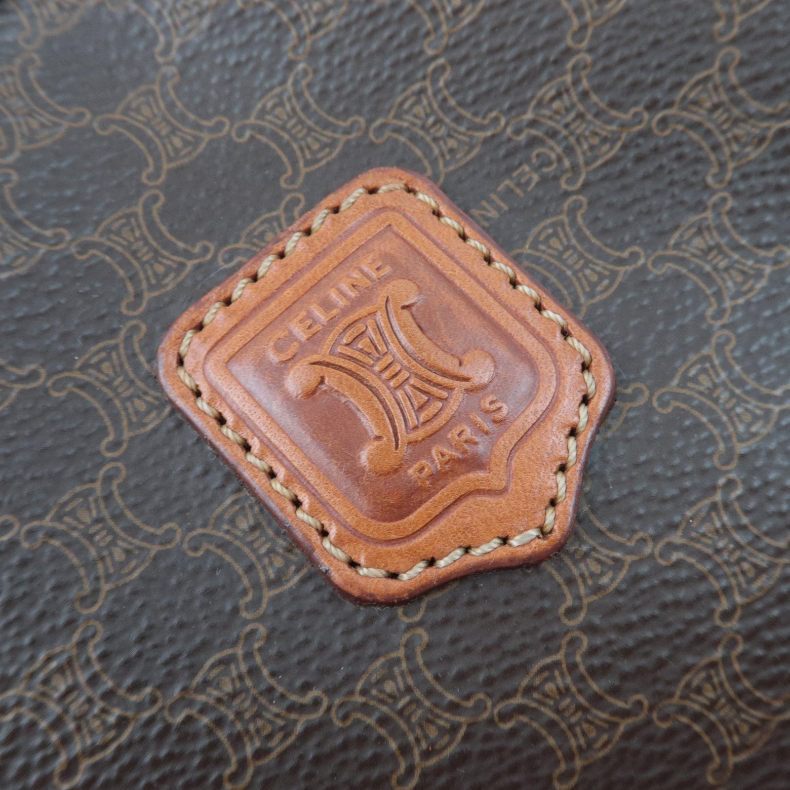 CELINE Macadam PVC Leather Handbag Brown