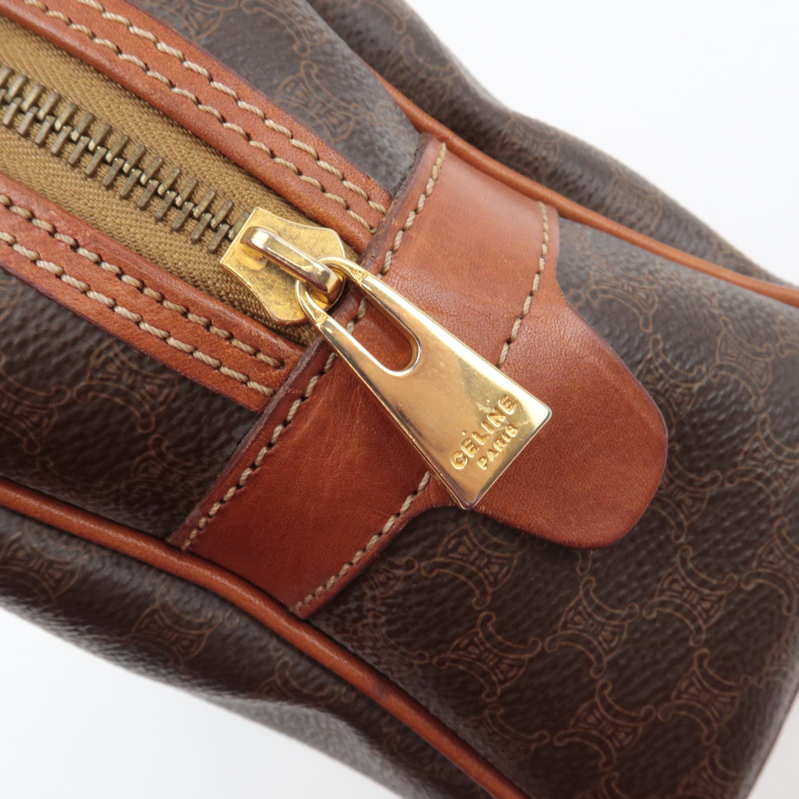 CELINE Macadam PVC Leather Handbag Brown