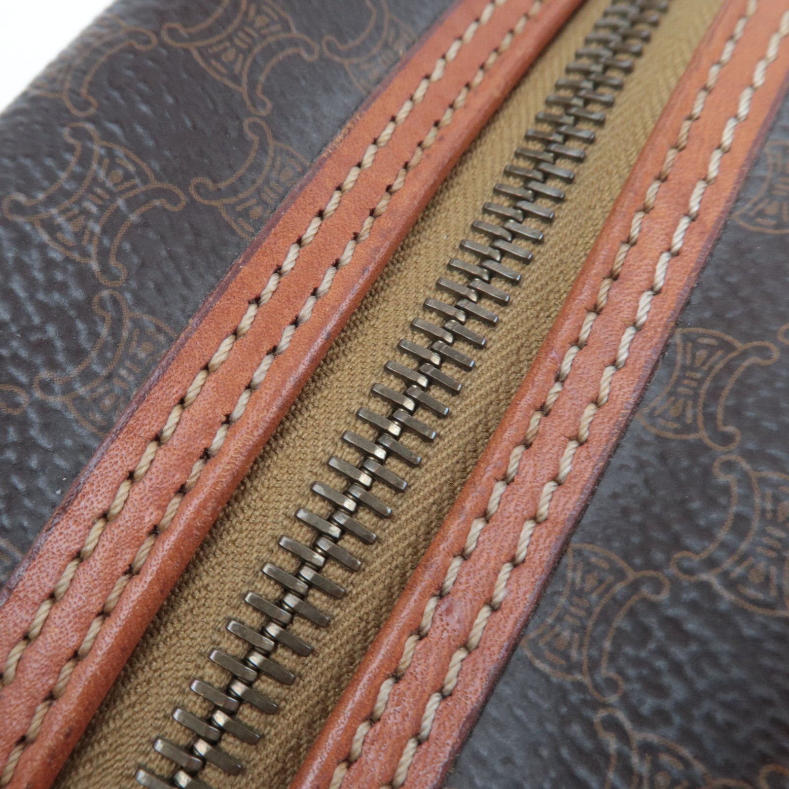 CELINE Macadam PVC Leather Handbag Brown