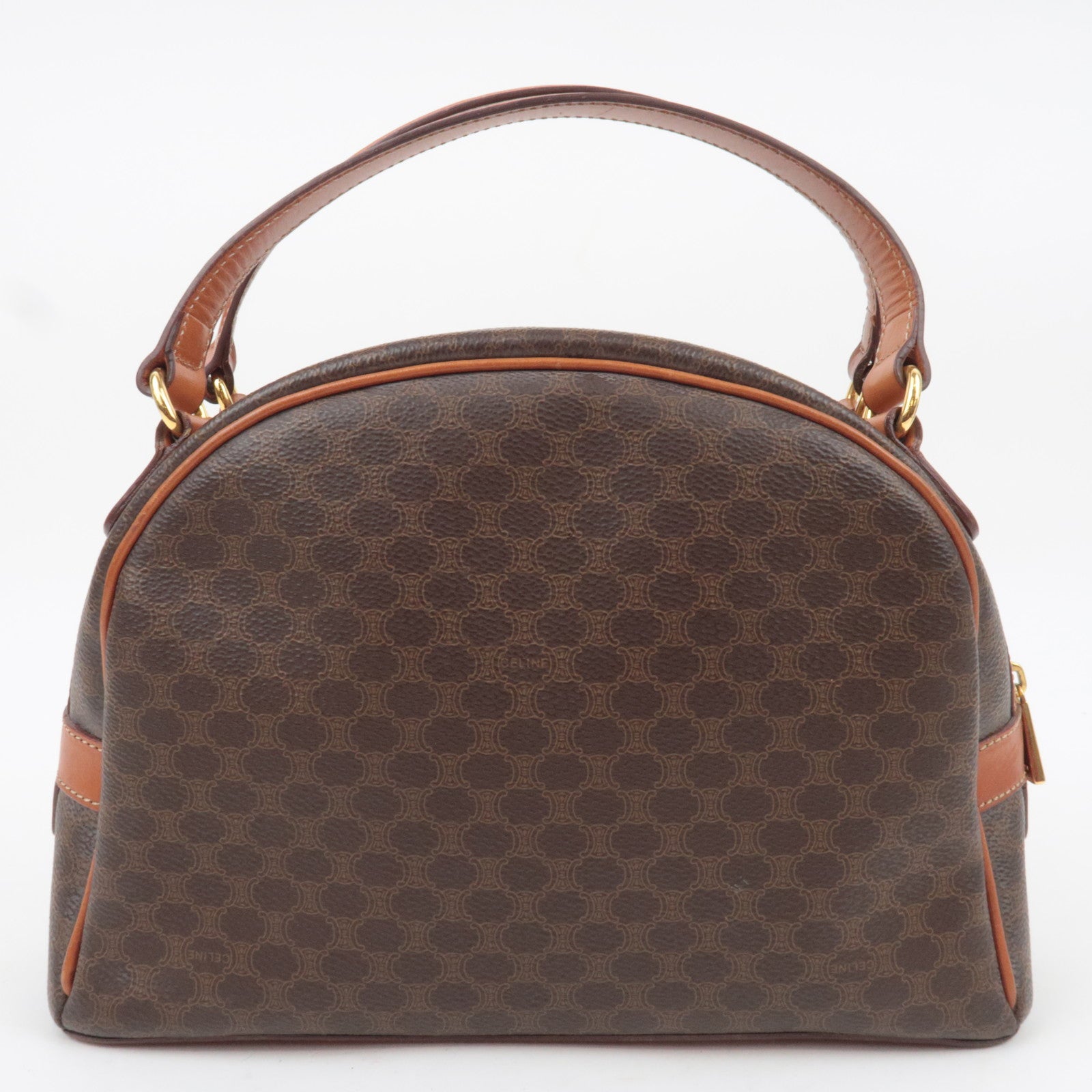 CELINE Macadam PVC Leather Handbag Brown