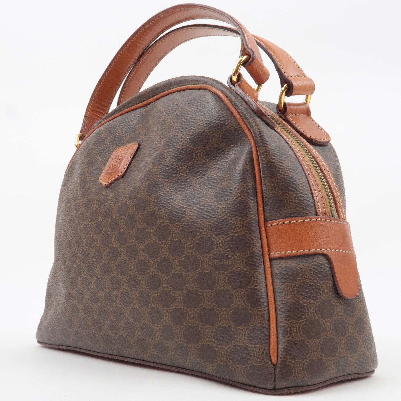 CELINE Macadam PVC Leather Handbag Brown