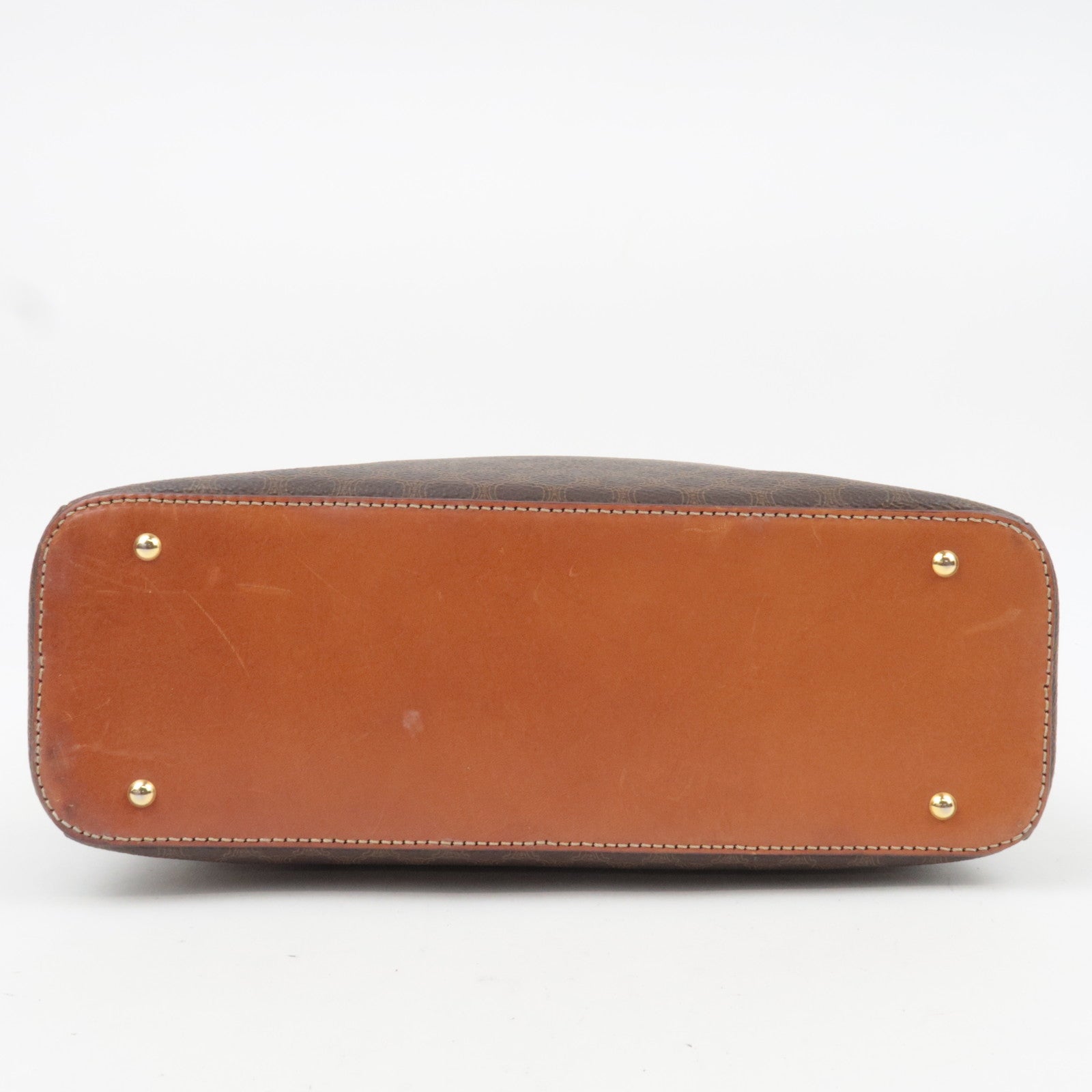 CELINE Macadam PVC Leather Handbag Brown