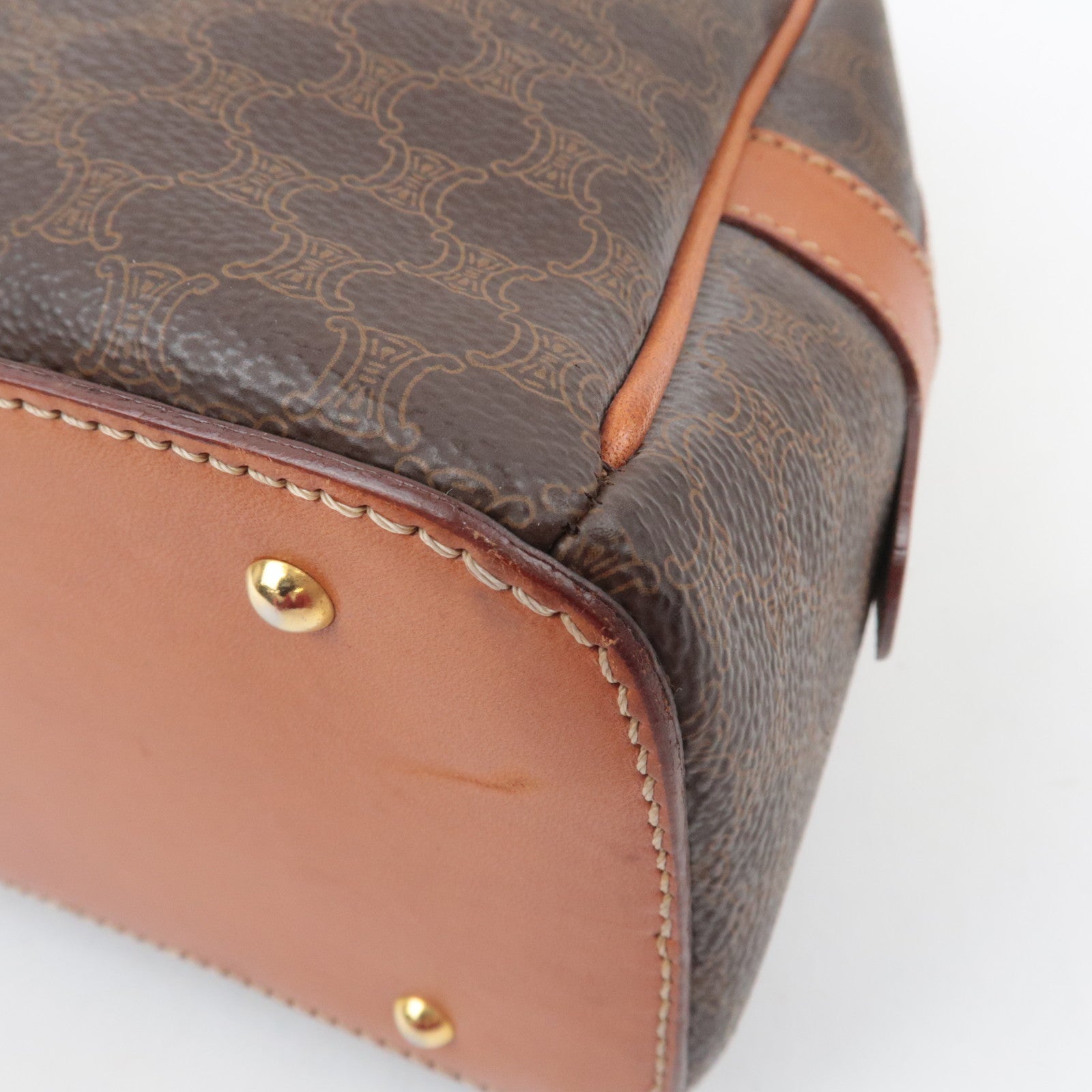CELINE Macadam PVC Leather Handbag Brown