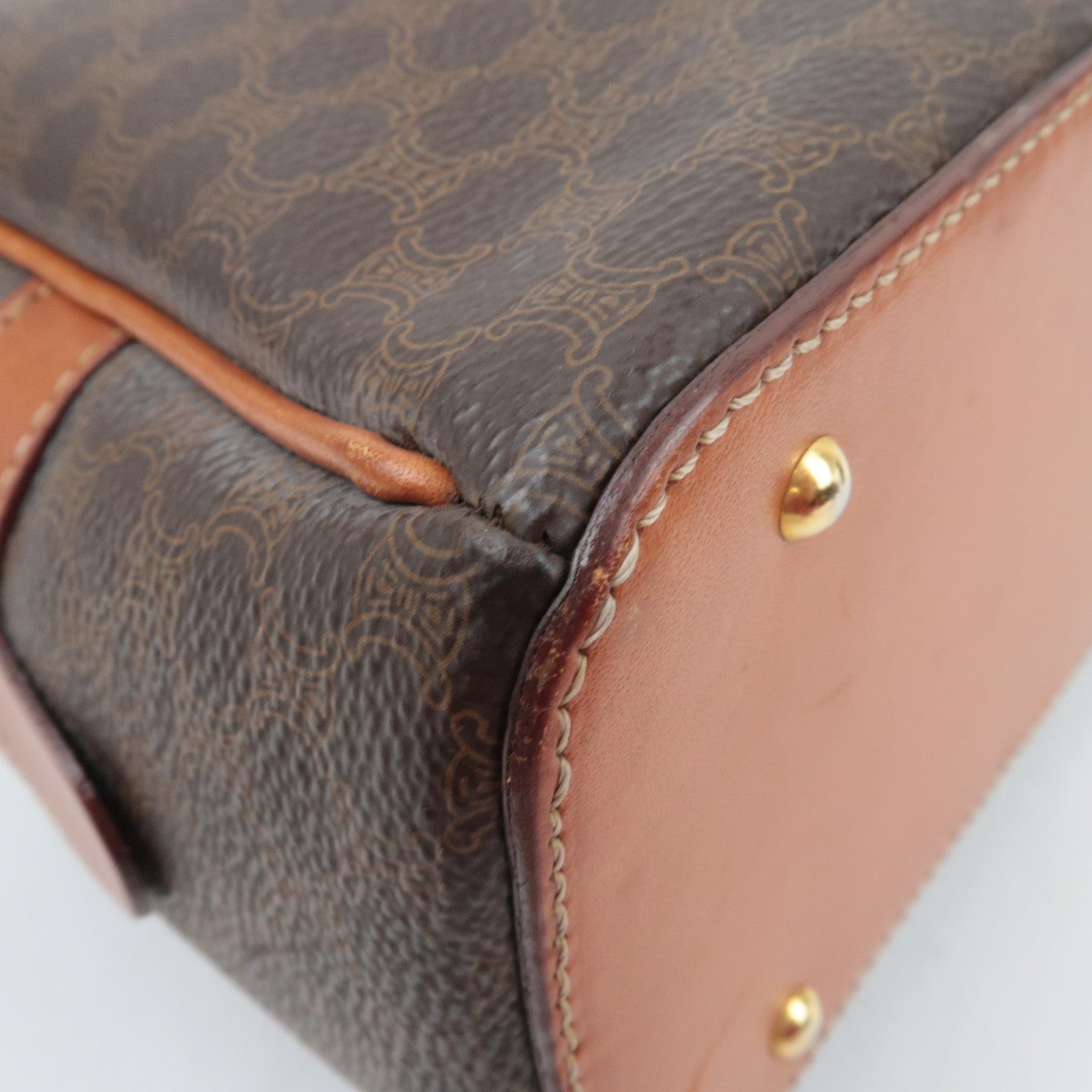 CELINE Macadam PVC Leather Handbag Brown
