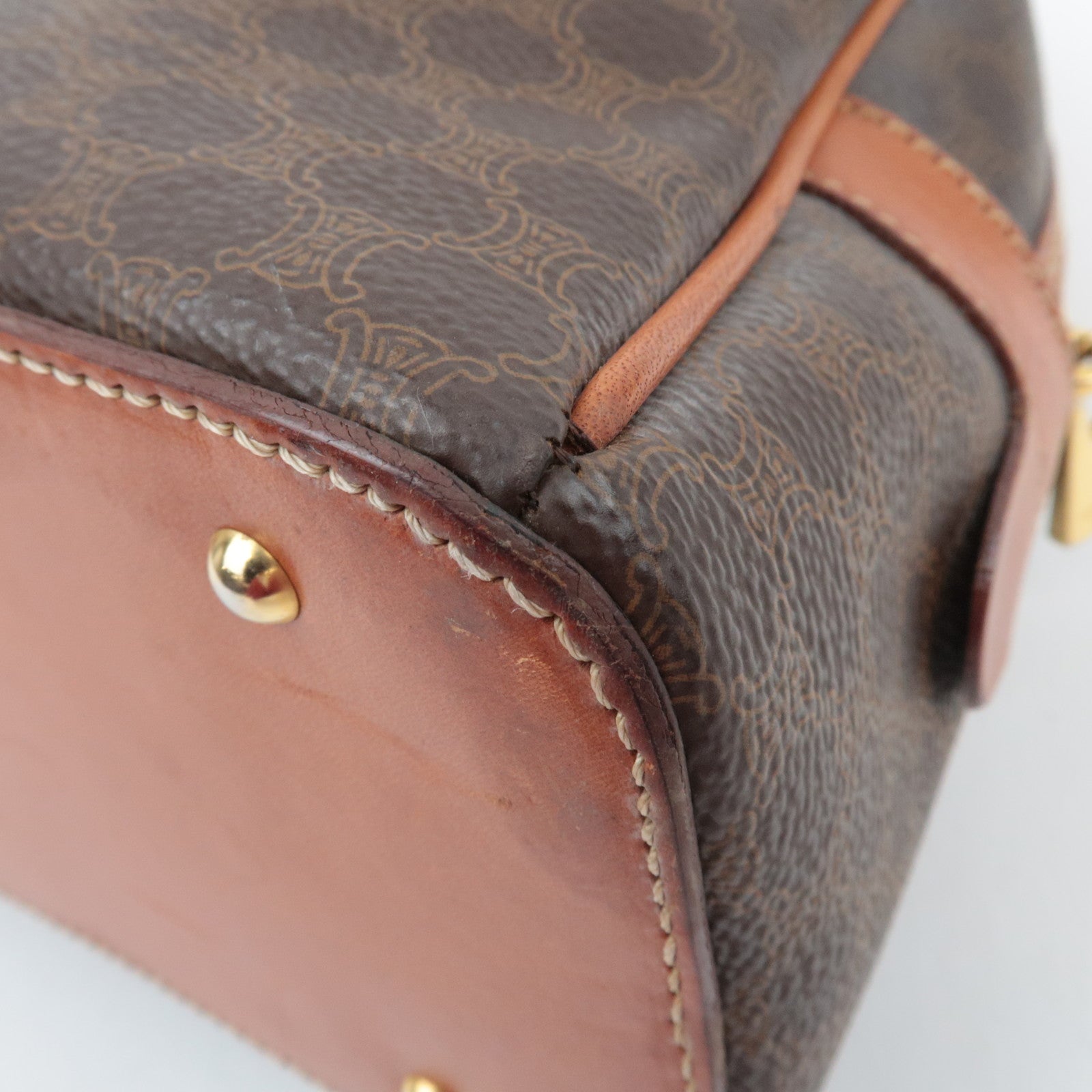 CELINE Macadam PVC Leather Handbag Brown