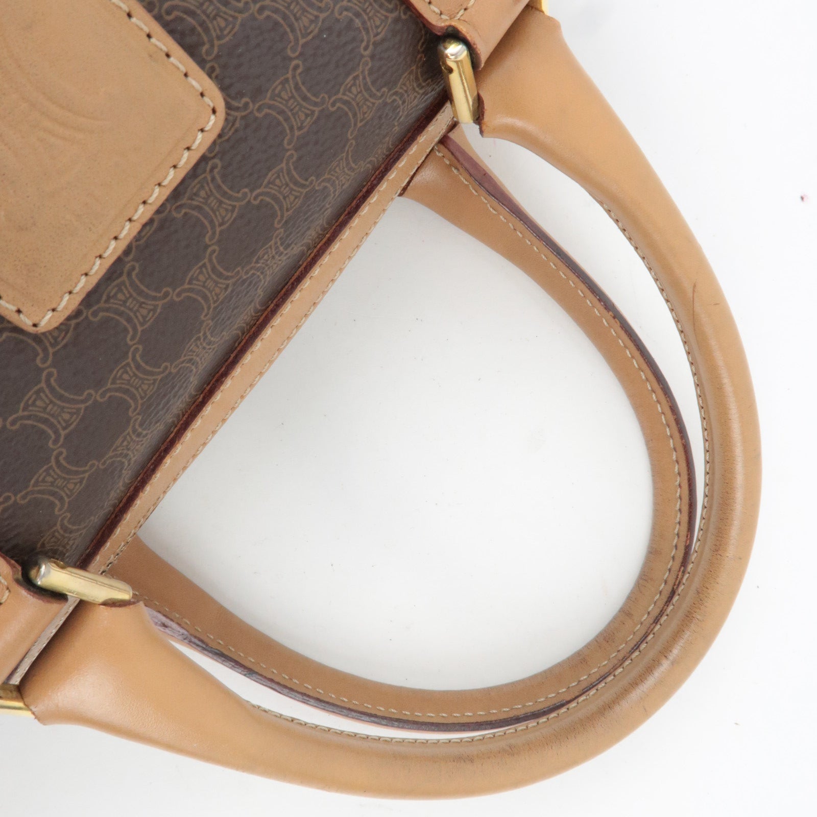 CELINE Macadam PVC Leather Handbag Brown