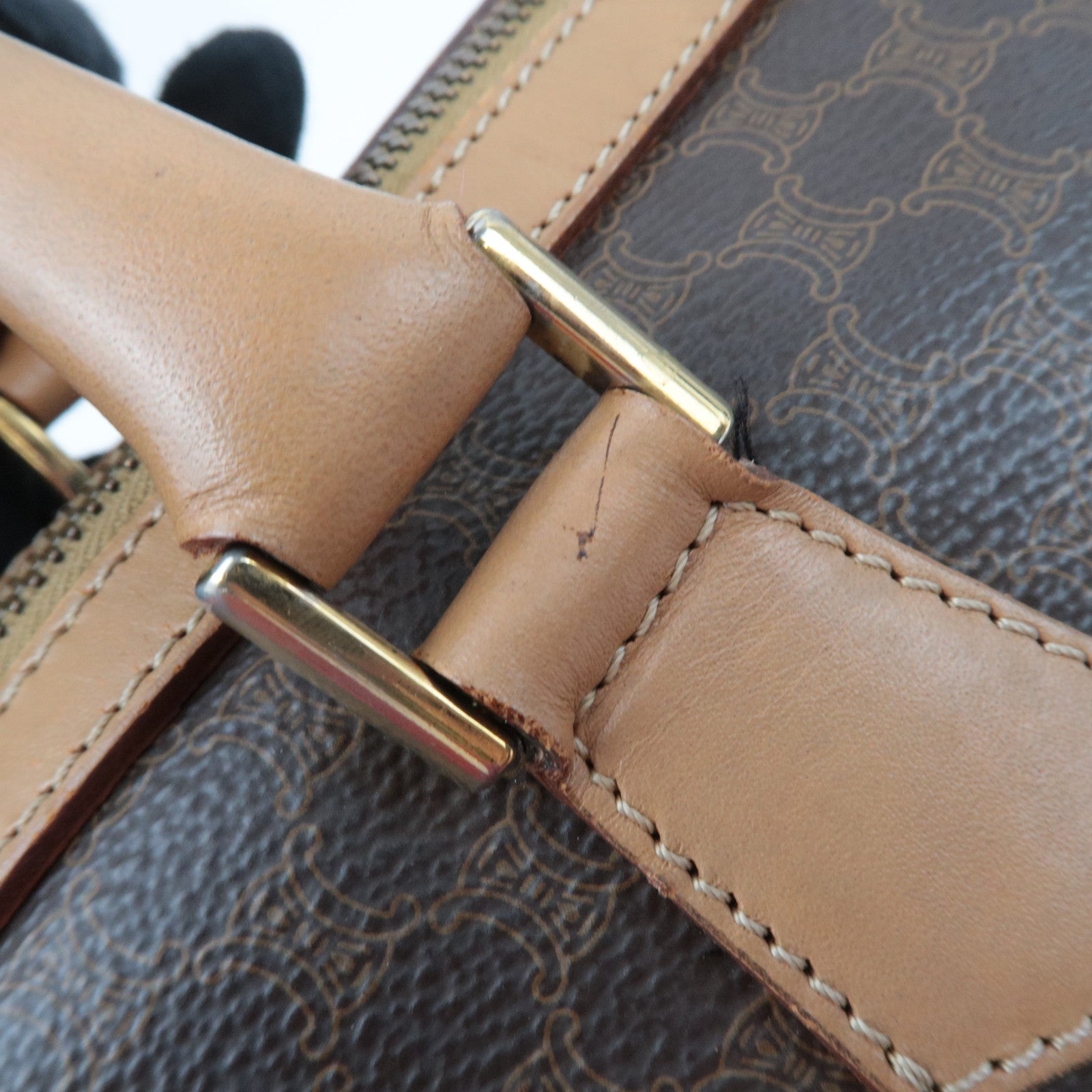 CELINE Macadam PVC Leather Handbag Brown