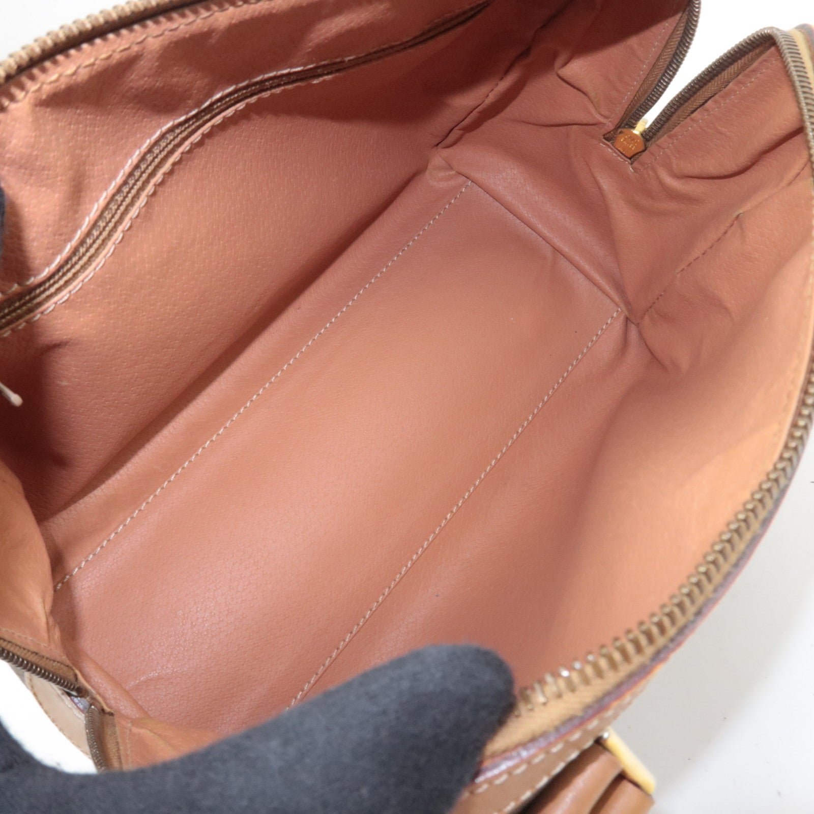 CELINE Macadam PVC Leather Handbag Brown