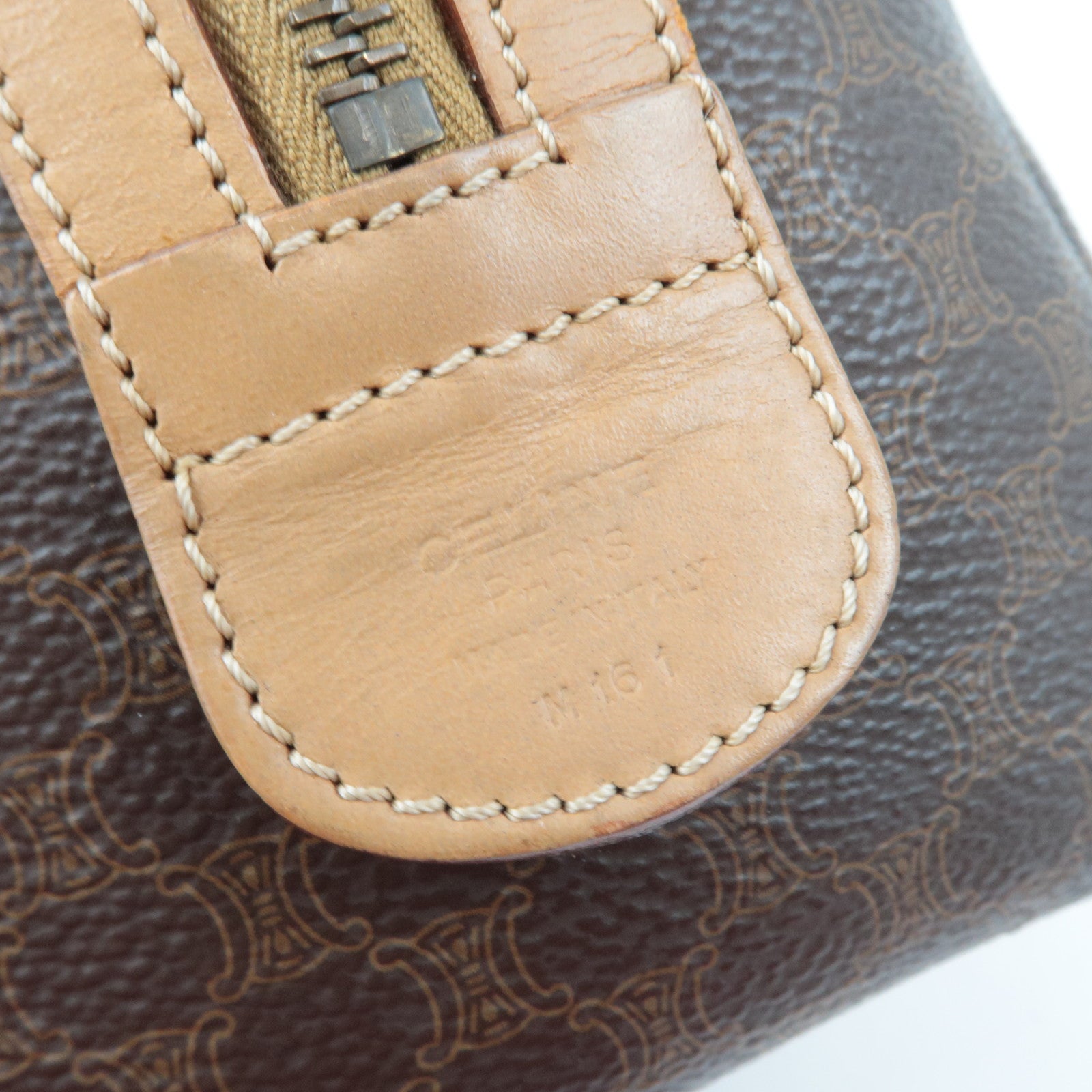 CELINE Macadam PVC Leather Handbag Brown