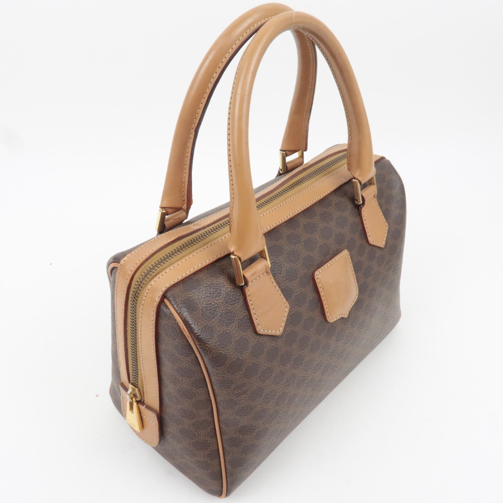 CELINE Macadam PVC Leather Handbag Brown