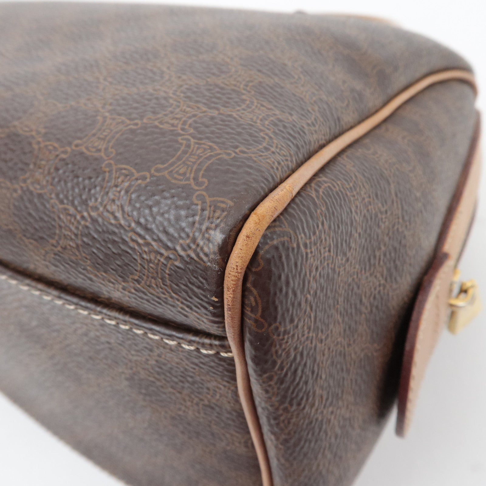 CELINE Macadam PVC Leather Handbag Brown