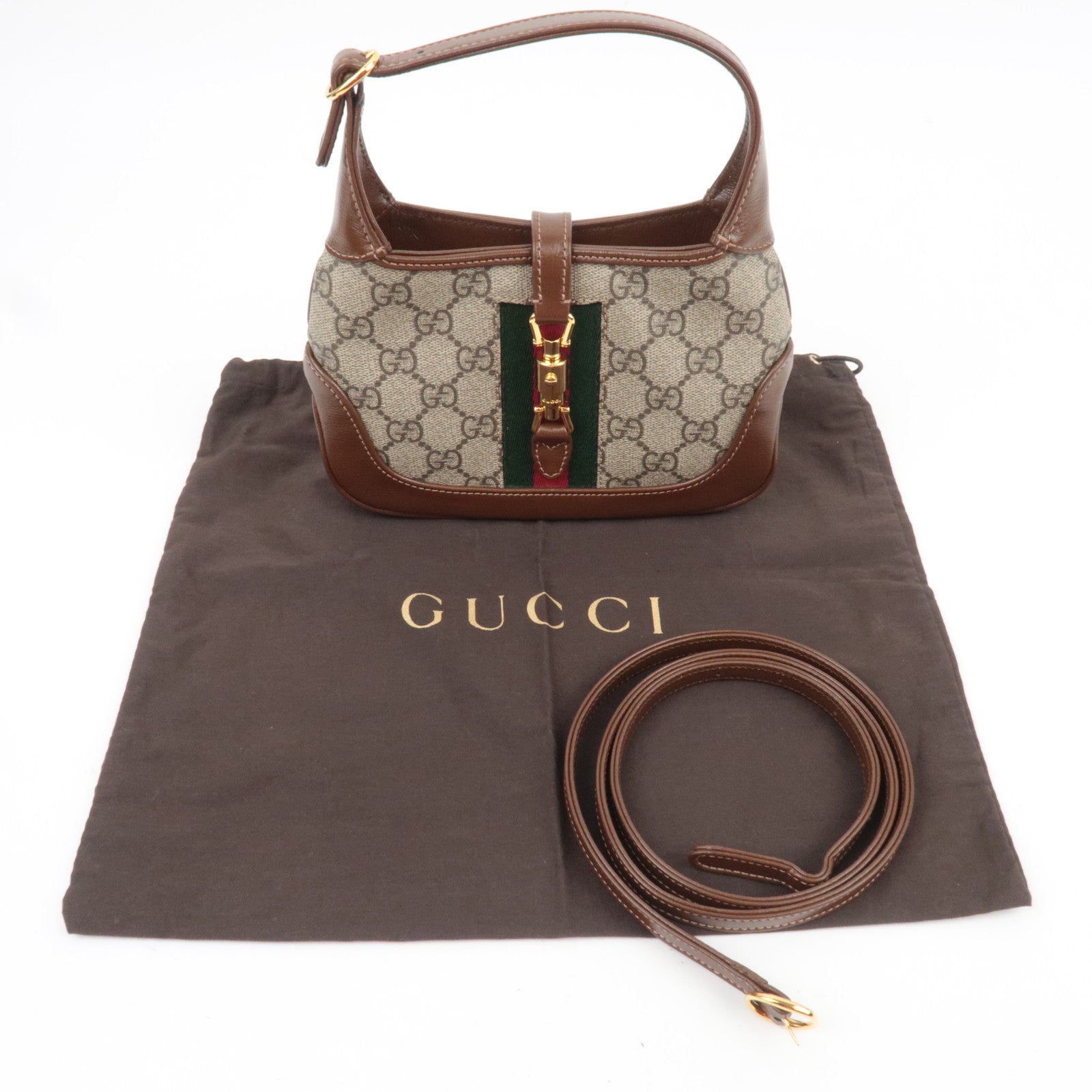 GUCCI Jackie 1961 Mini 2Way Handbag Beige Brown 637092