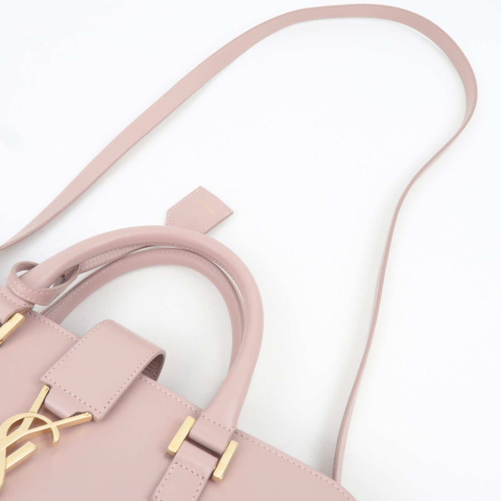 SAINT LAURENT Cabas Small 2Way Leather Handbag Pink 472469