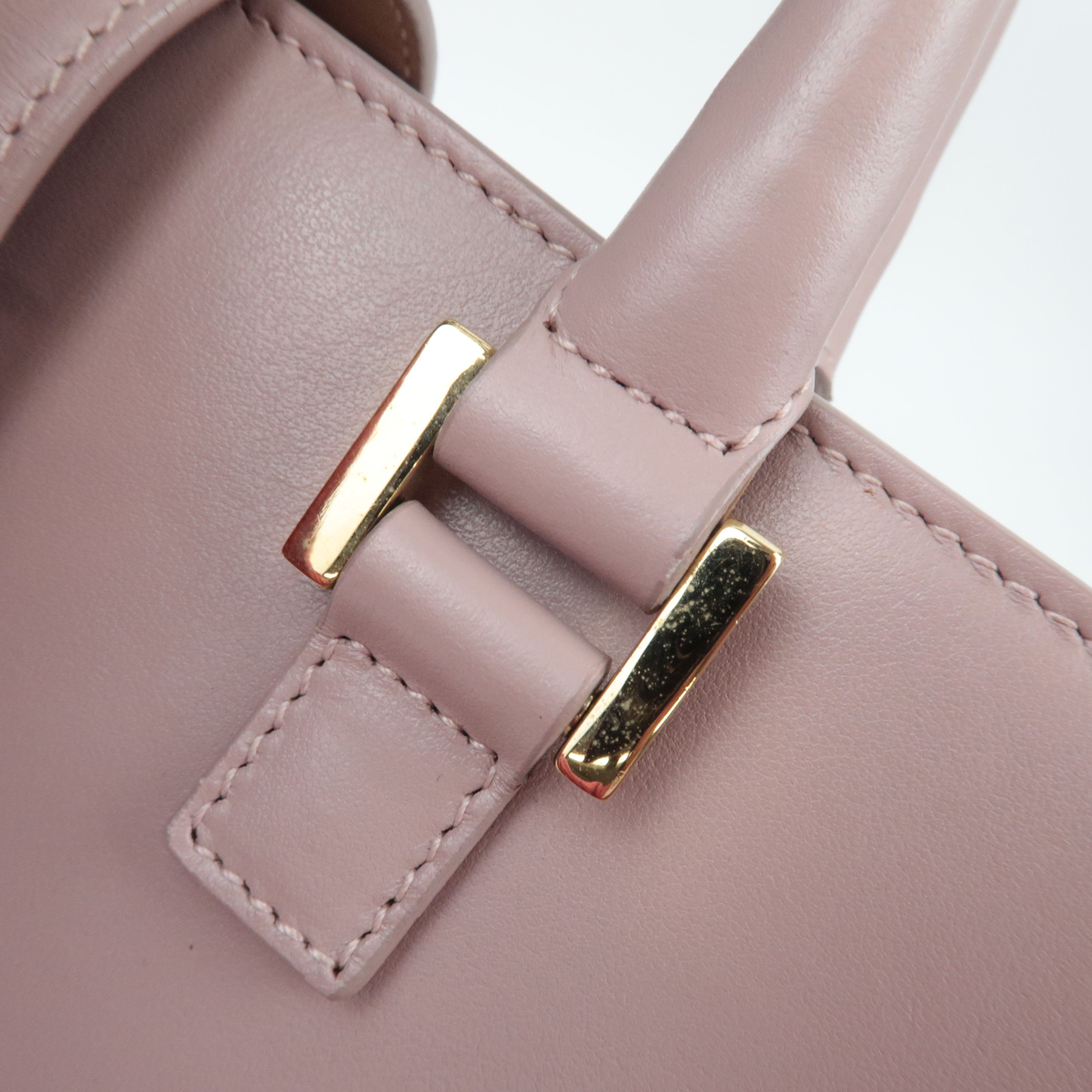 SAINT LAURENT Cabas Small 2Way Leather Handbag Pink 472469