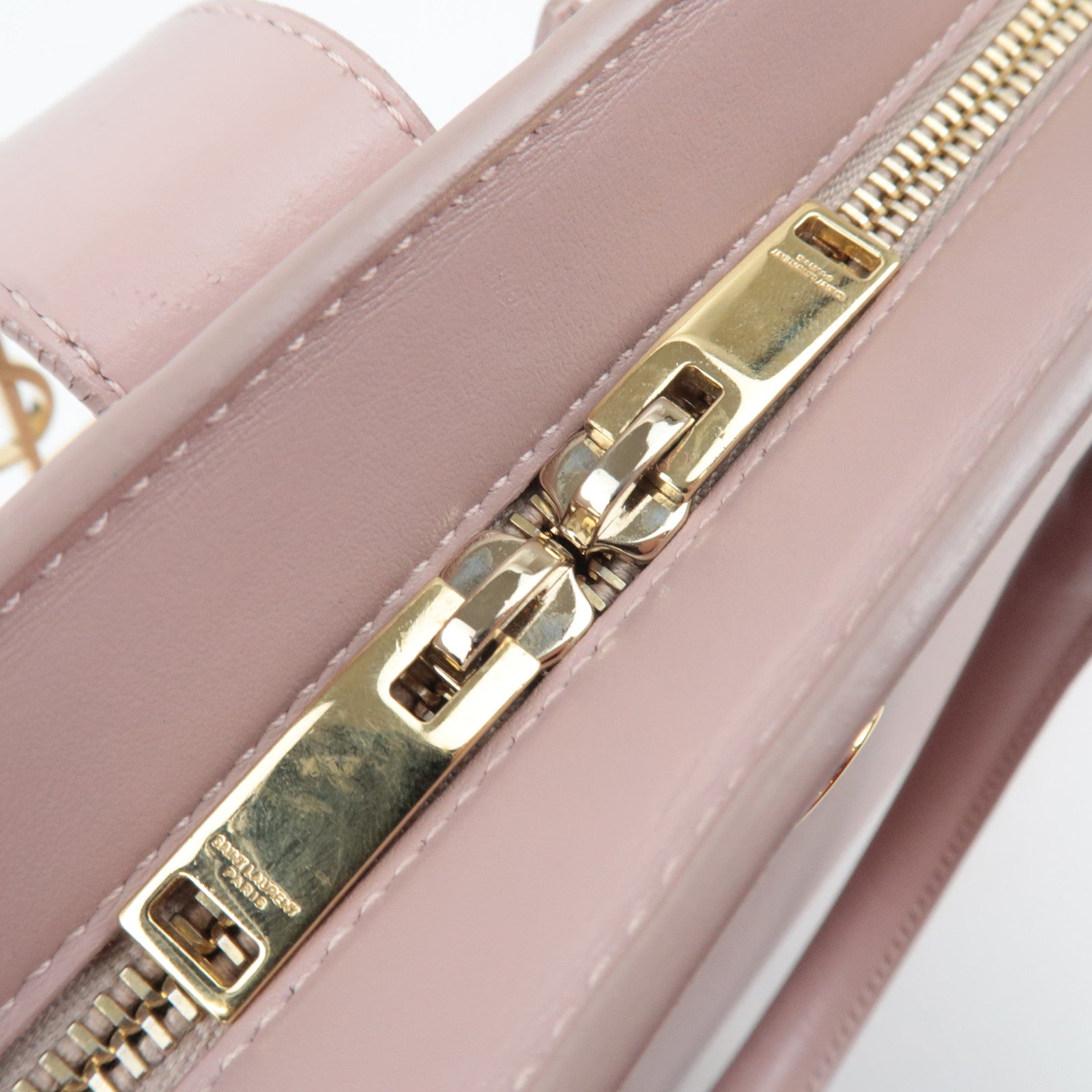 SAINT LAURENT Cabas Small 2Way Leather Handbag Pink 472469
