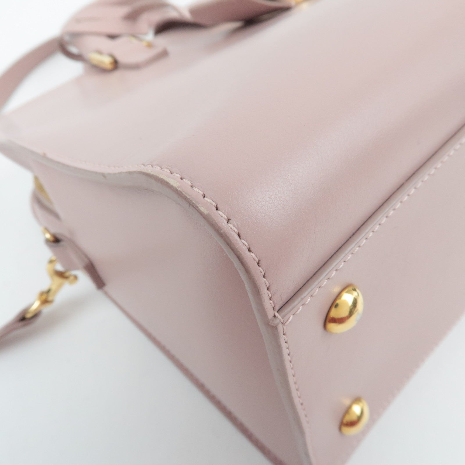 SAINT LAURENT Cabas Small 2Way Leather Handbag Pink 472469