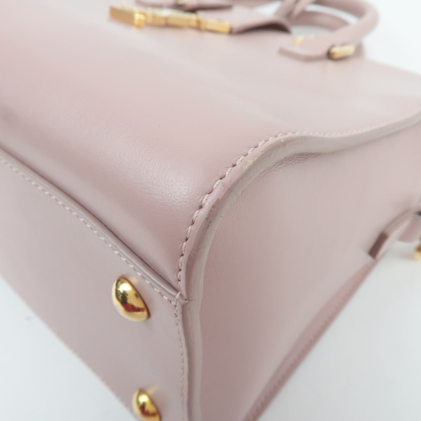 SAINT LAURENT Cabas Small 2Way Leather Handbag Pink 472469