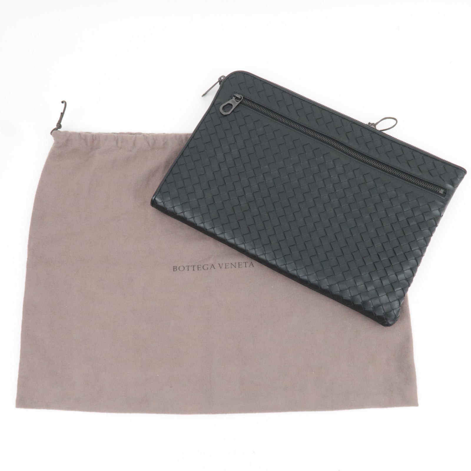 BOTTEGA VENETA Intrecciato Leather Clutch Bag Black
