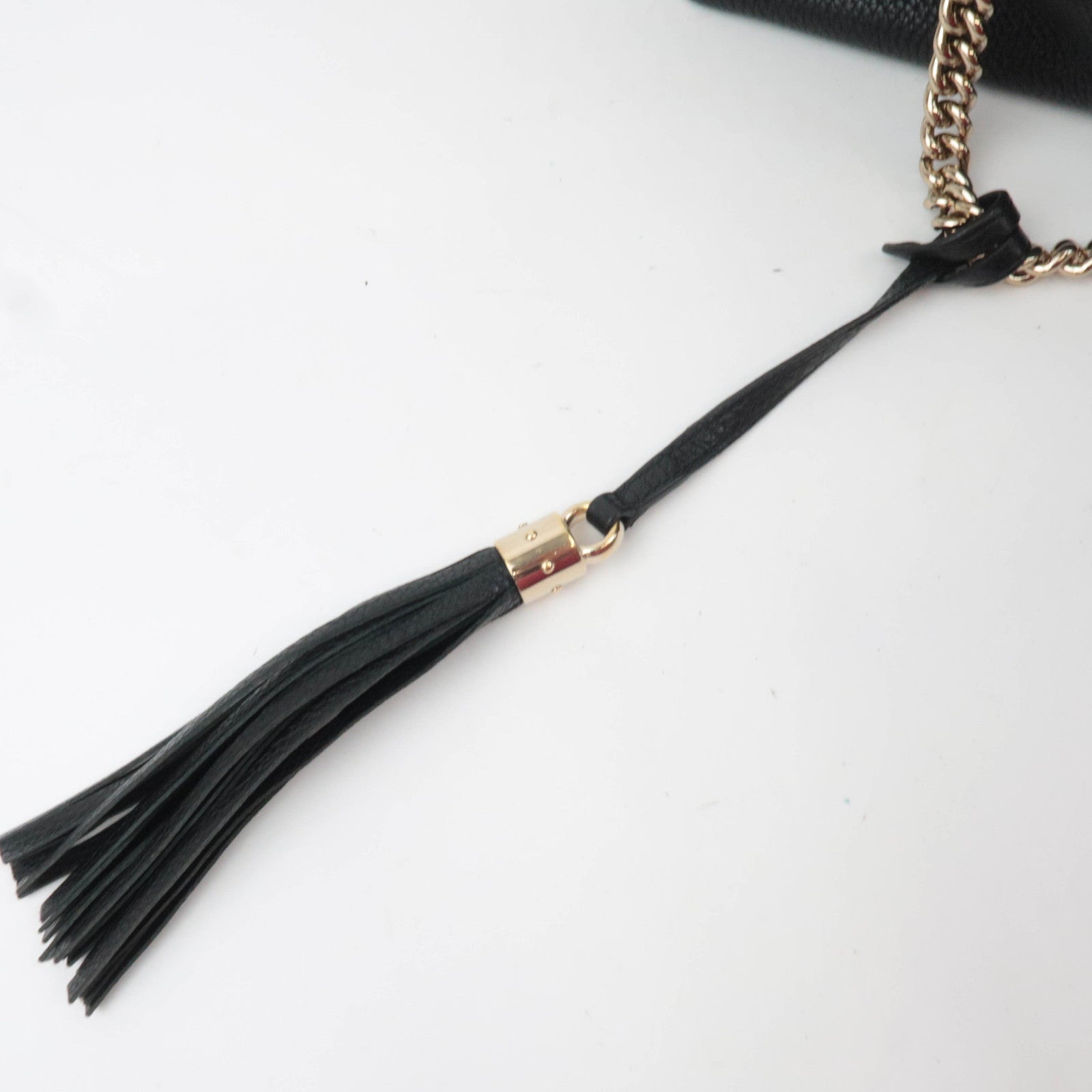 GUCCI Soho Interlocking G Leather Chain Shoulder Bag Black 308982