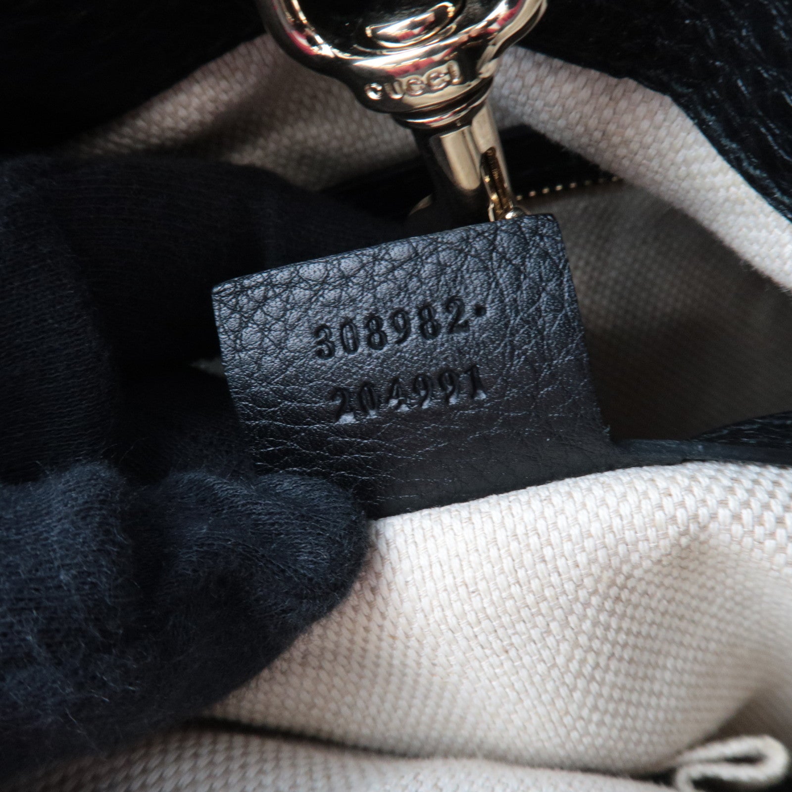 GUCCI Soho Interlocking G Leather Chain Shoulder Bag Black 308982