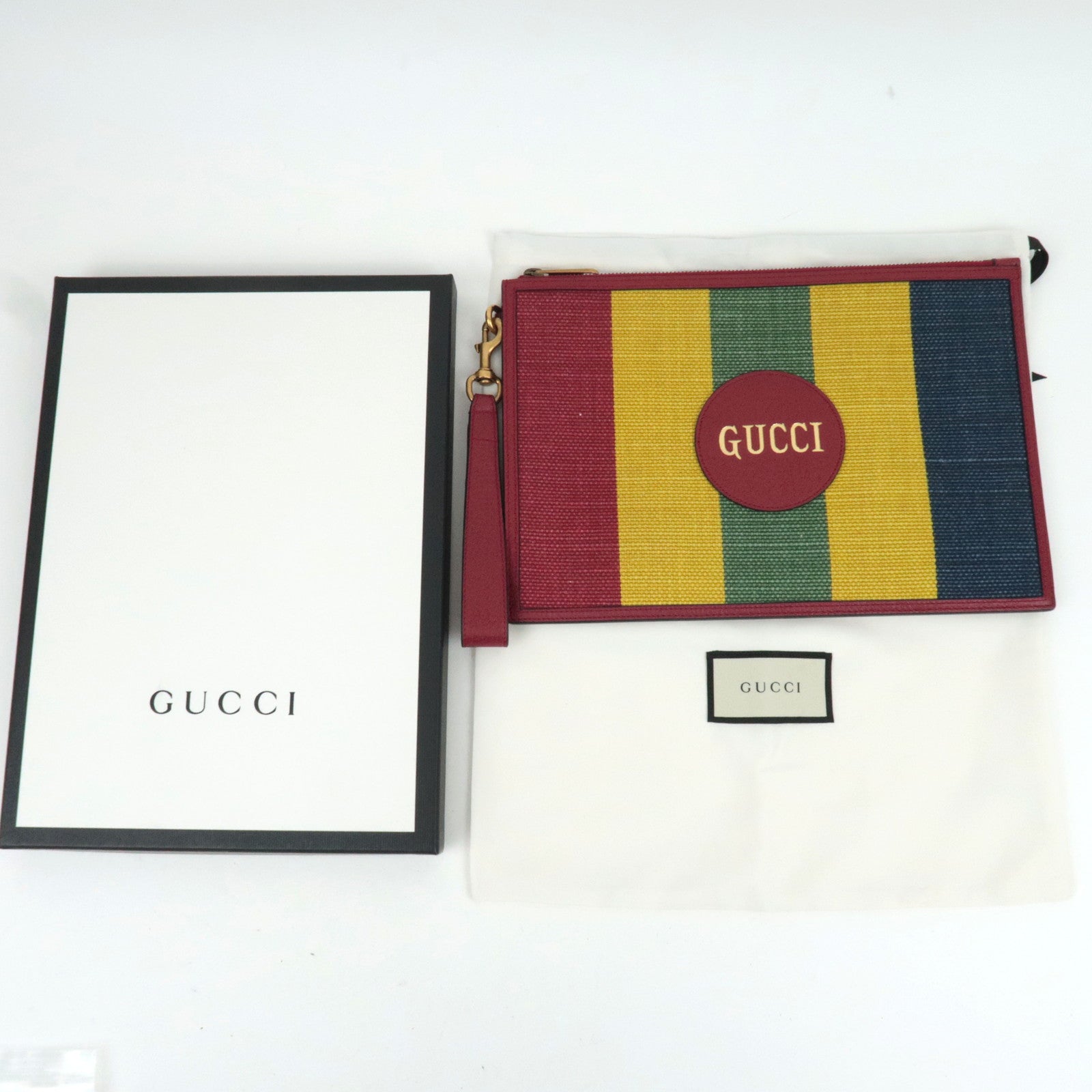 GUCCI Baiadera Canvas Leather Clutch Bag 625602