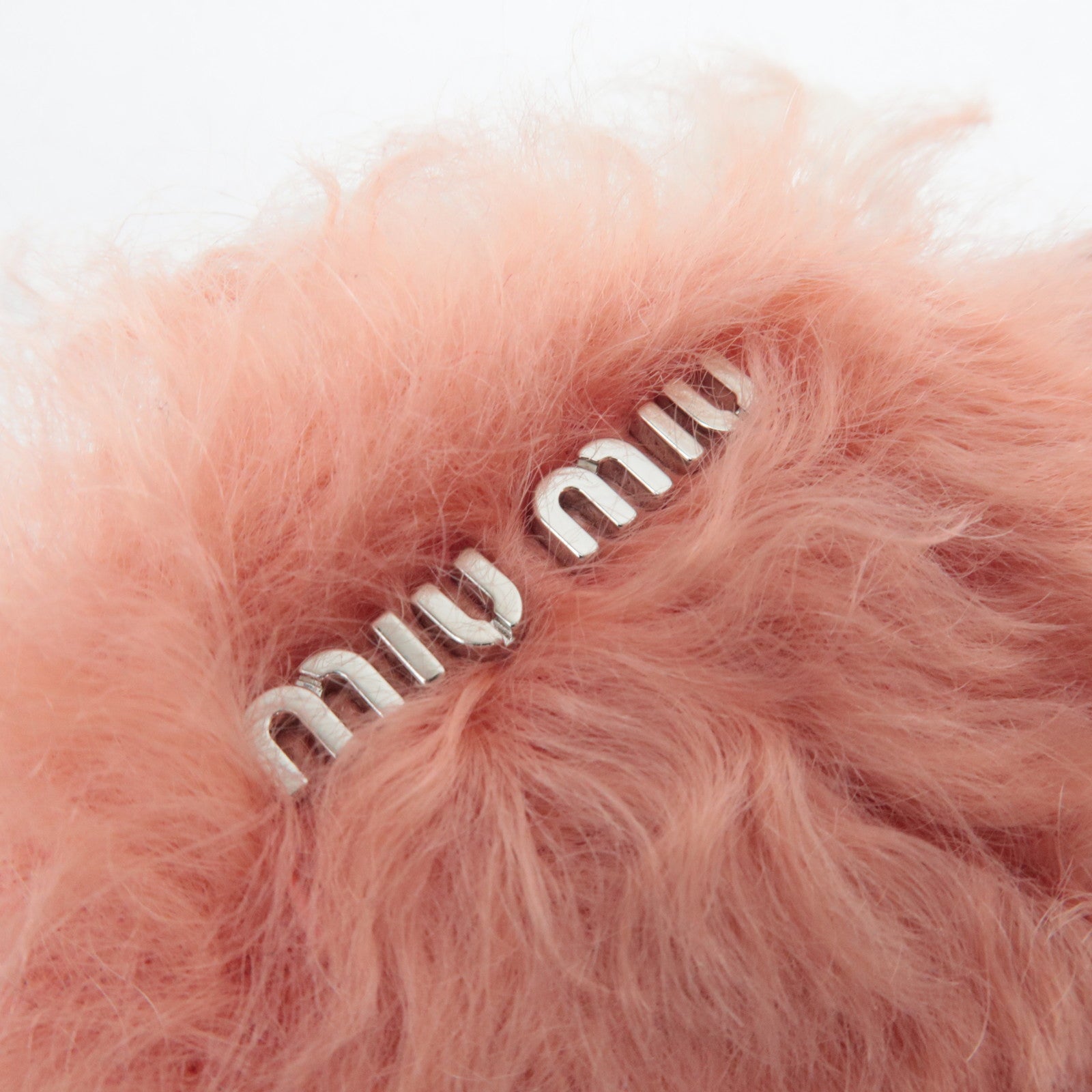 MIU MIU Fur Small Round Pouch Pink