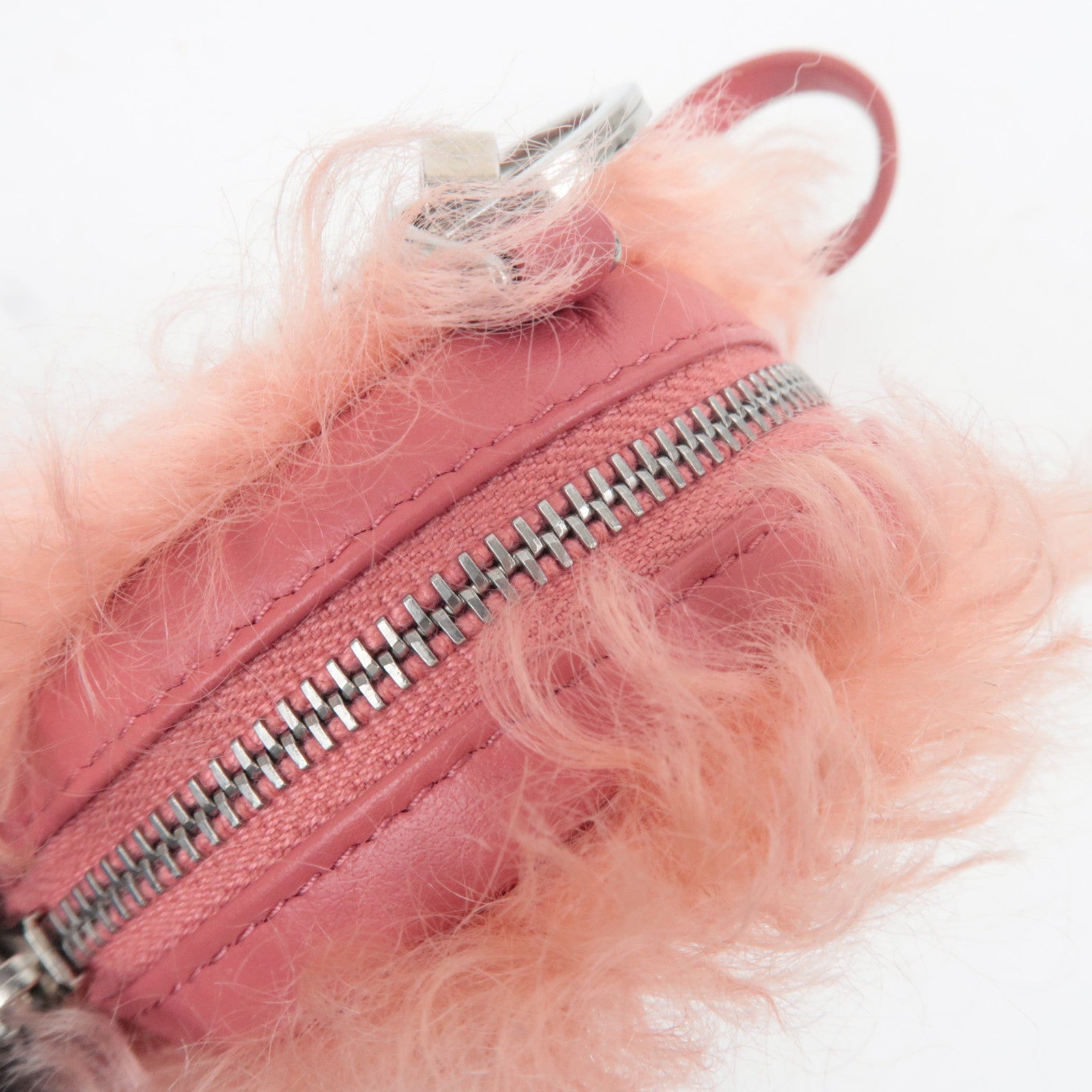 MIU MIU Fur Small Round Pouch Pink