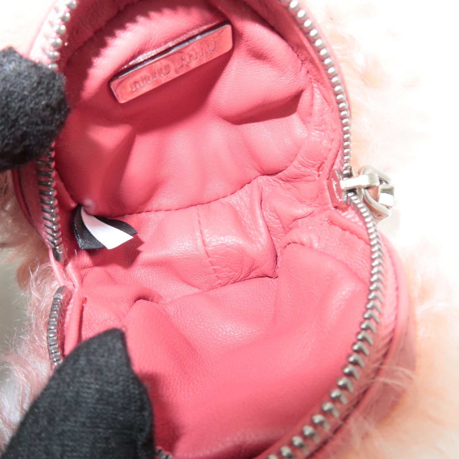 MIU MIU Fur Small Round Pouch Pink