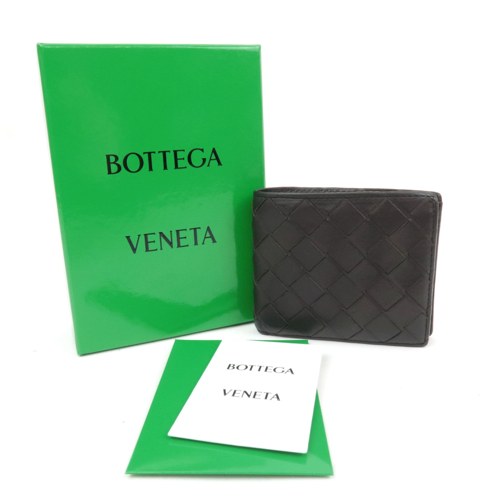 BOTTEGA VENETA Intrecciato Leather Wallet Dark Brown