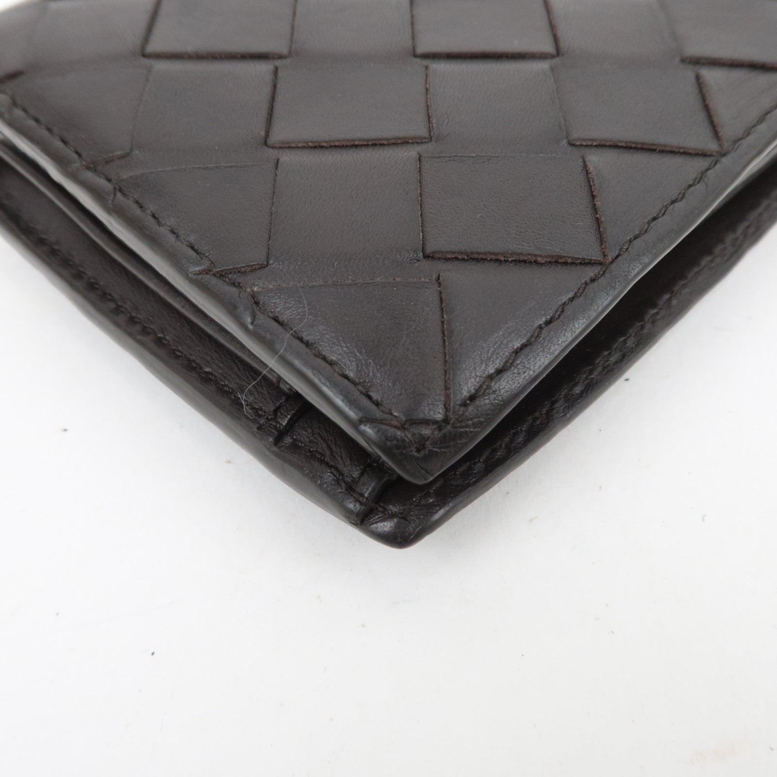 BOTTEGA VENETA Intrecciato Leather Wallet Dark Brown