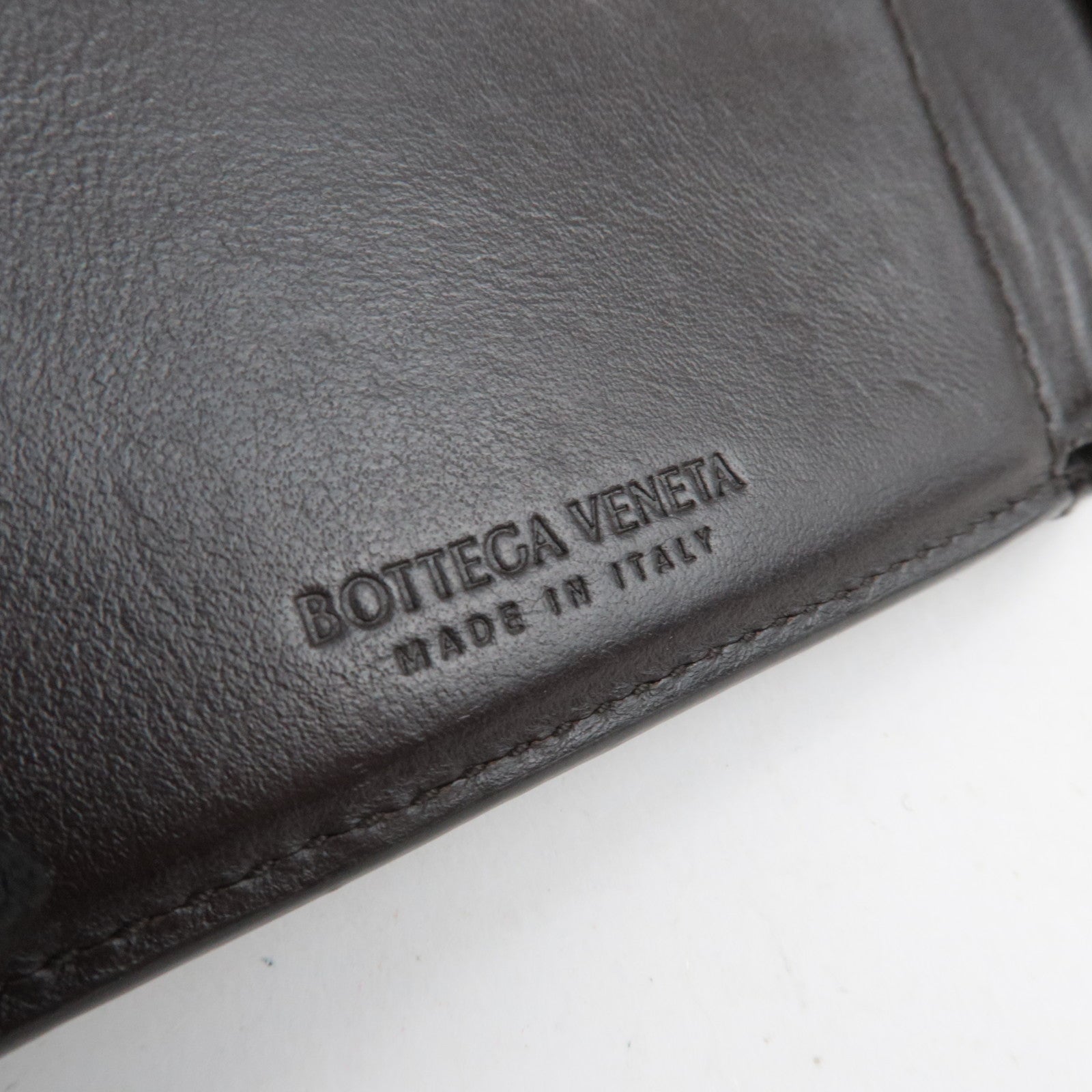BOTTEGA VENETA Intrecciato Leather Wallet Dark Brown
