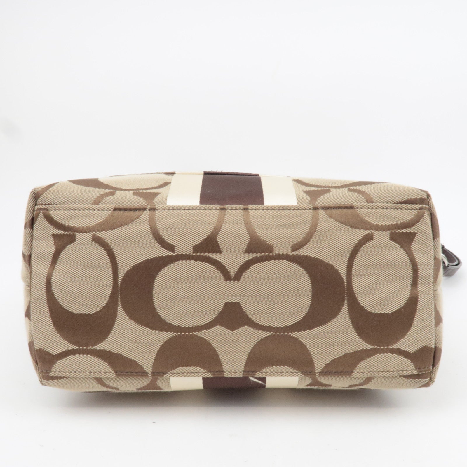 COACH Signature Canvas Leather 2Way Shoulder Bag Beige Brown