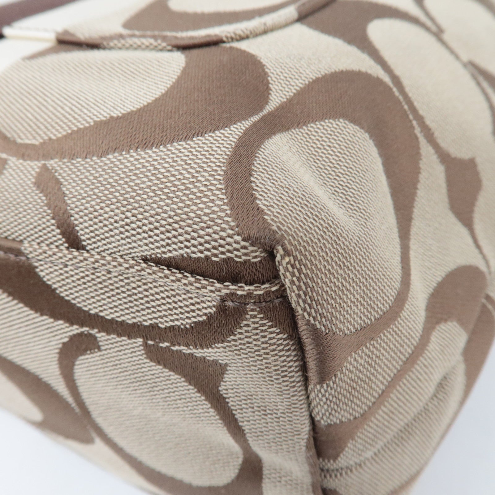 COACH Signature Canvas Leather 2Way Shoulder Bag Beige Brown