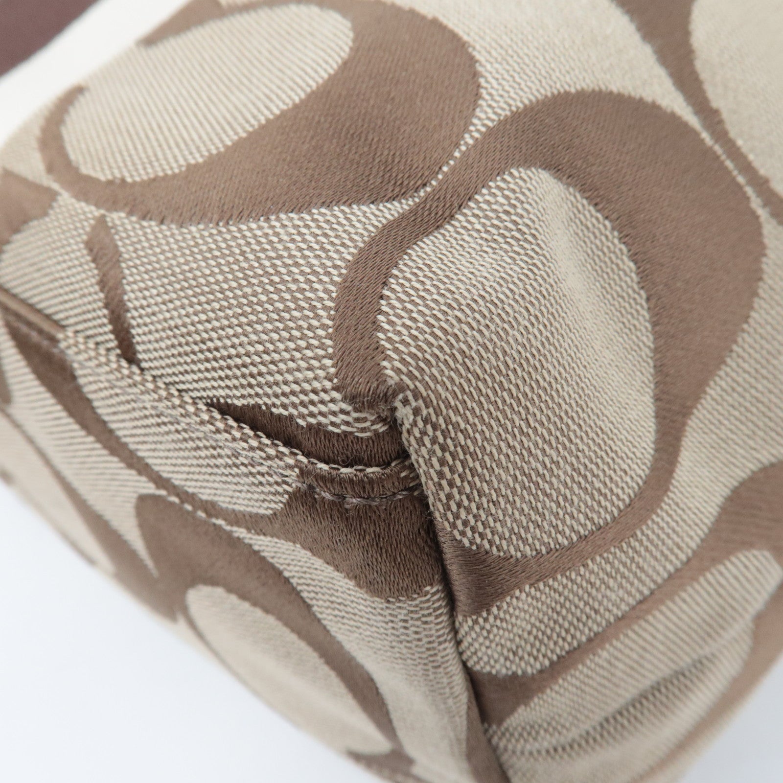 COACH Signature Canvas Leather 2Way Shoulder Bag Beige Brown