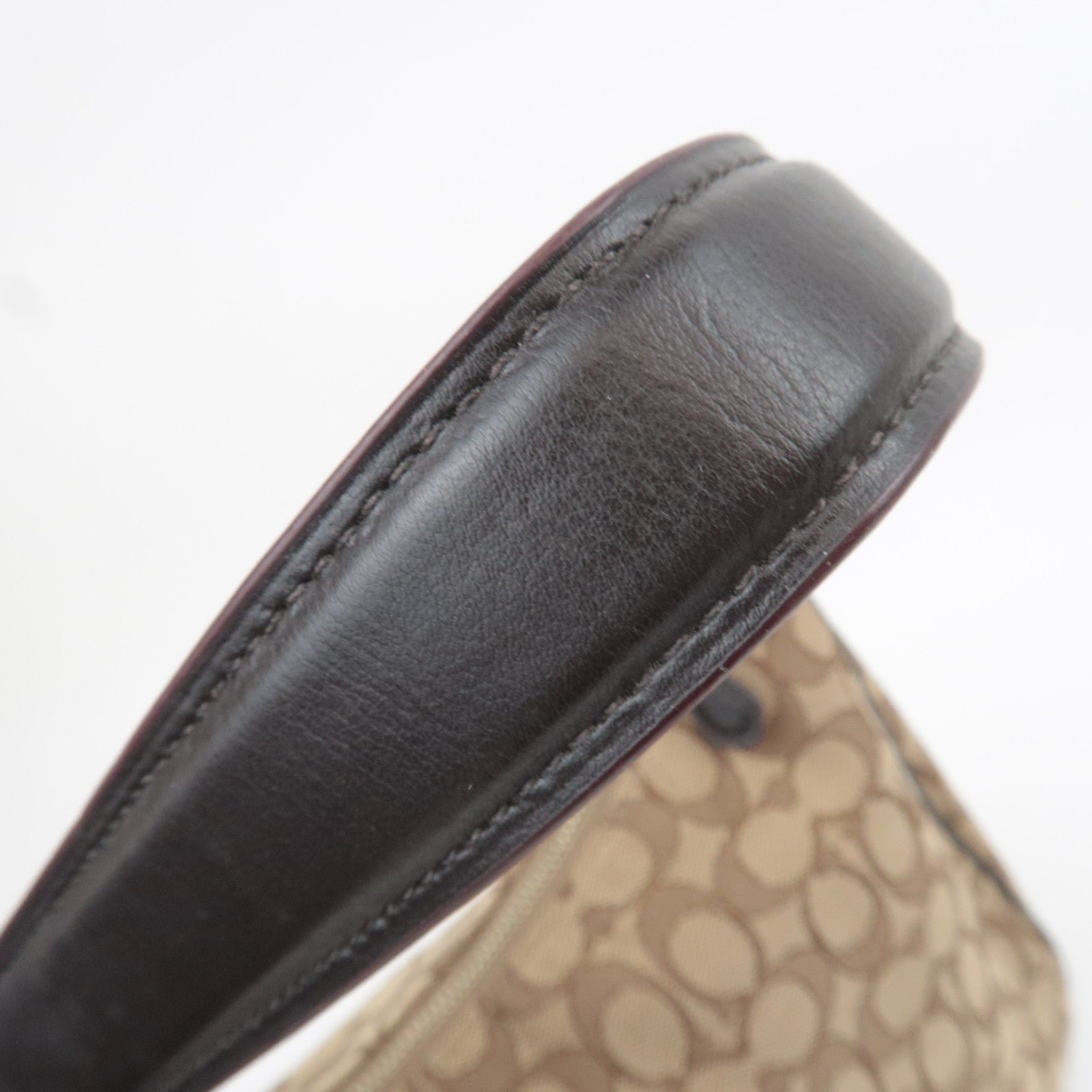 COACH Signature Canvas Leather Shoulder Bag Beige Brown F29959