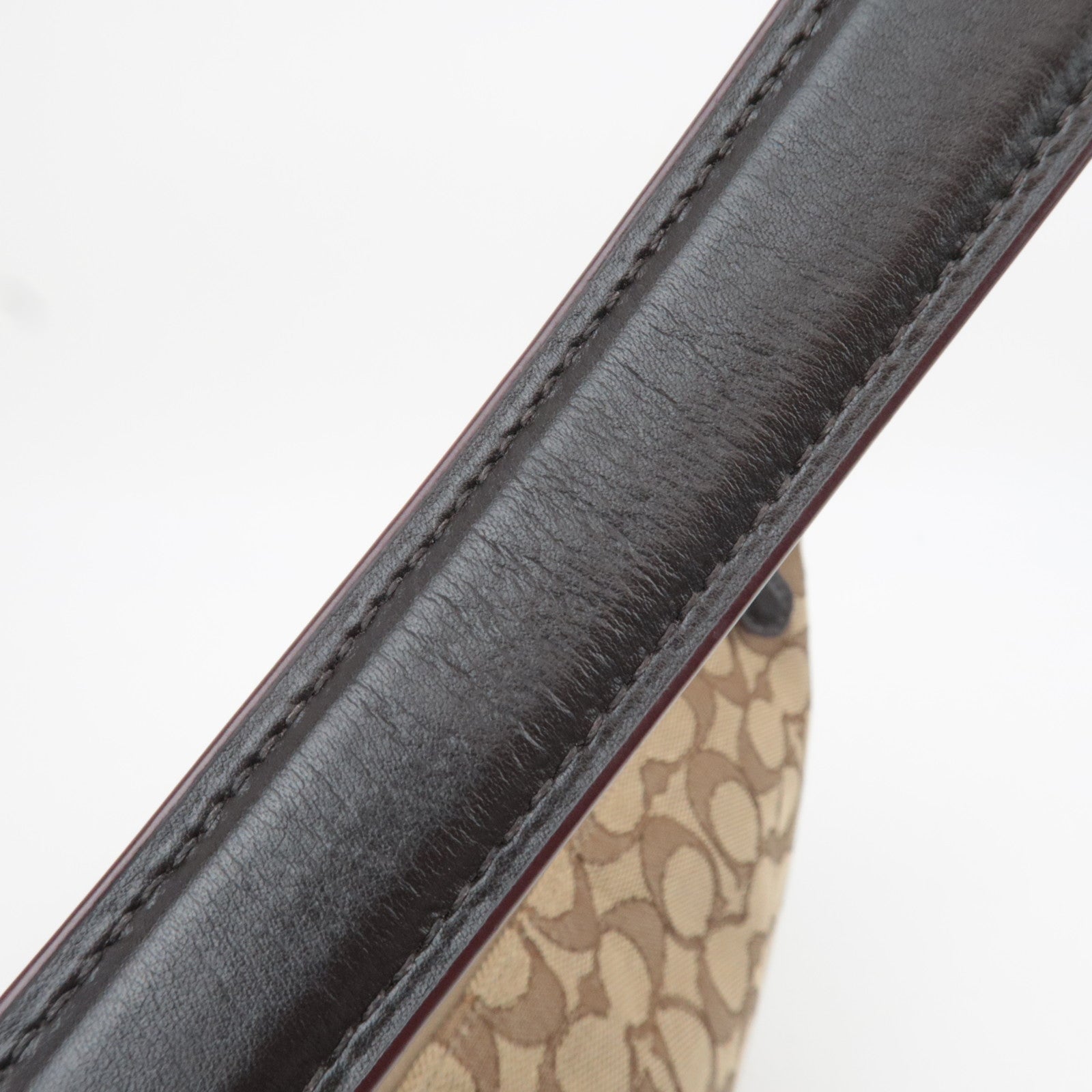 COACH Signature Canvas Leather Shoulder Bag Beige Brown F29959