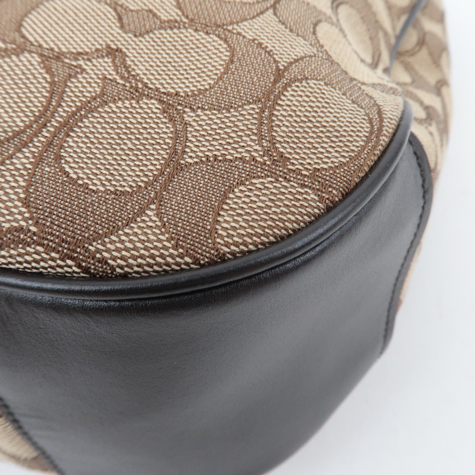 COACH Signature Canvas Leather Shoulder Bag Beige Brown F29959