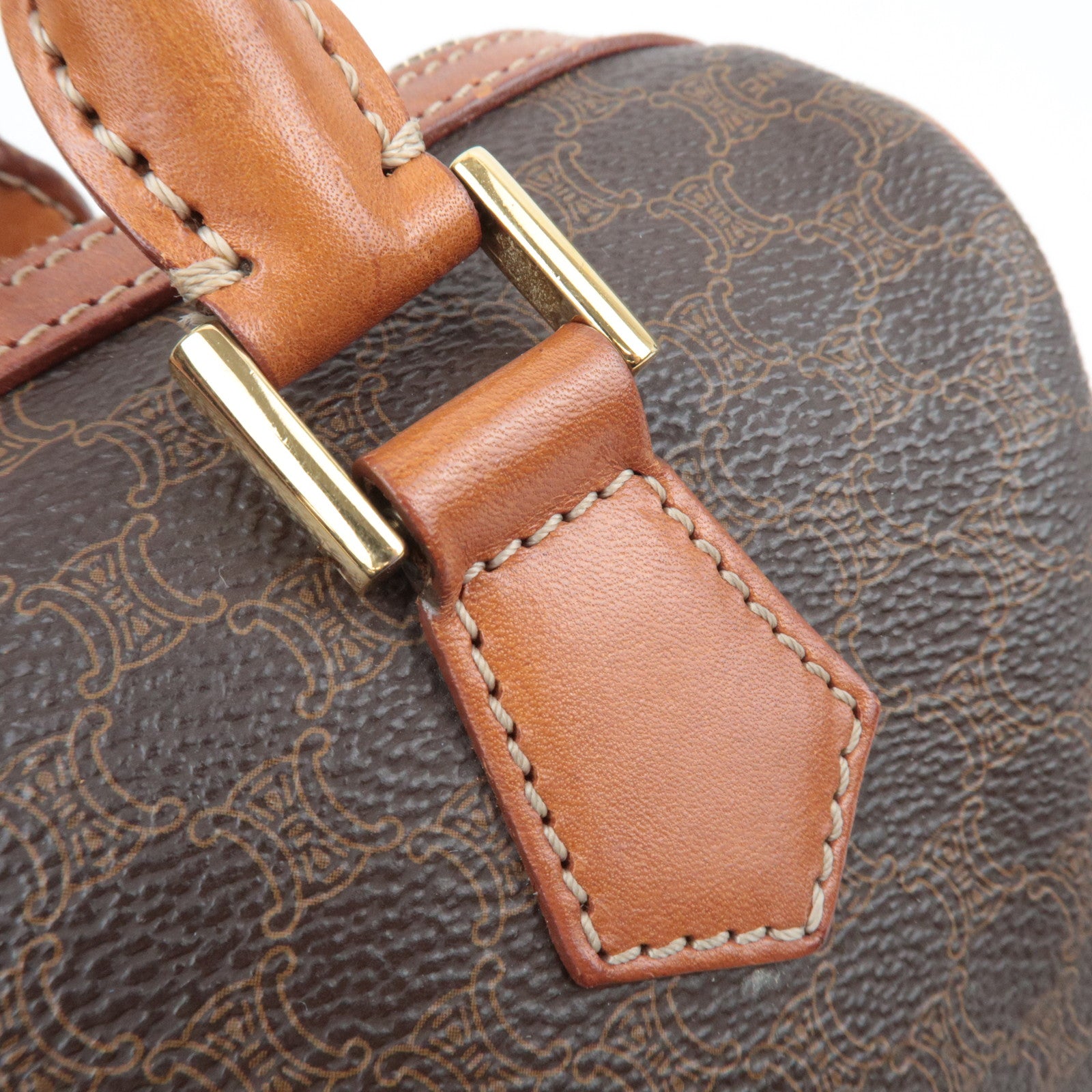 CELINE Macadam PVC Leather Handbag Brown