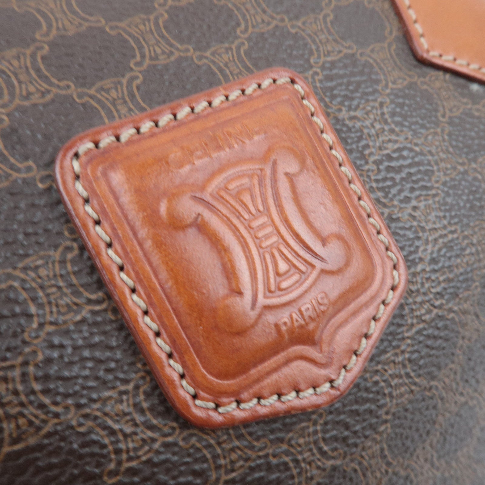 CELINE Macadam PVC Leather Handbag Brown