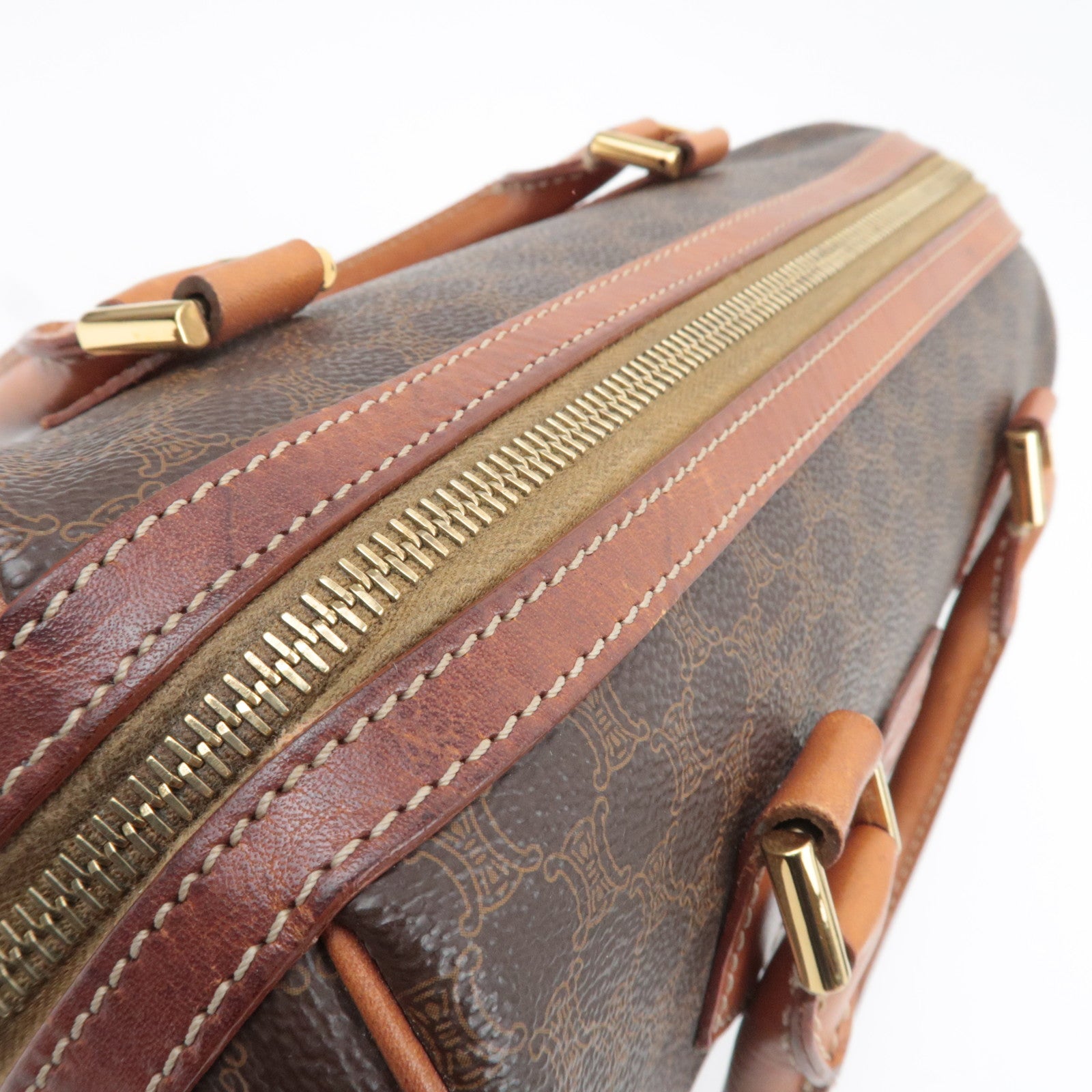 CELINE Macadam PVC Leather Handbag Brown