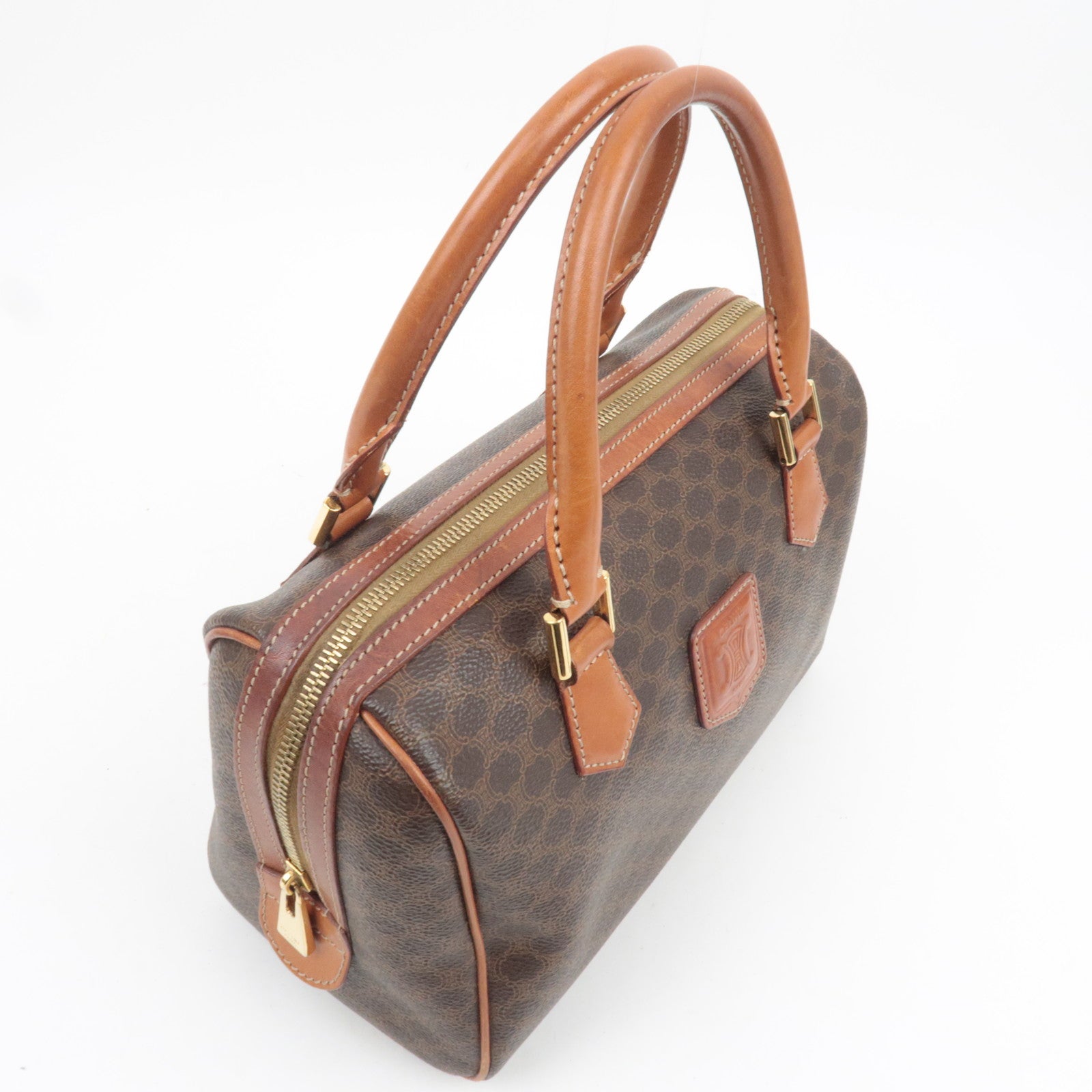 CELINE Macadam PVC Leather Handbag Brown