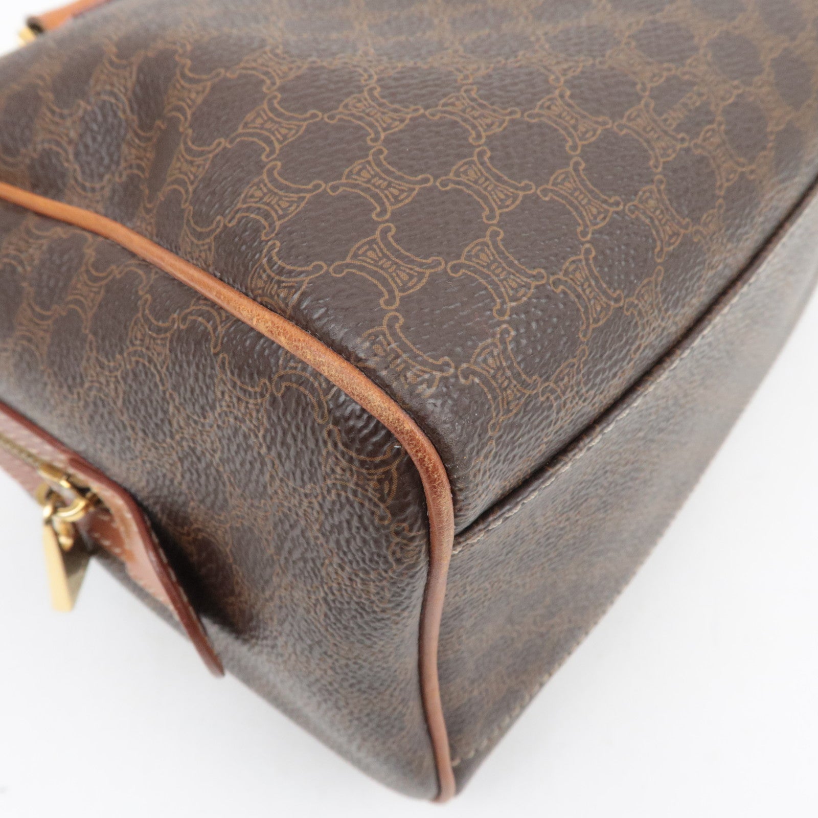 CELINE Macadam PVC Leather Handbag Brown