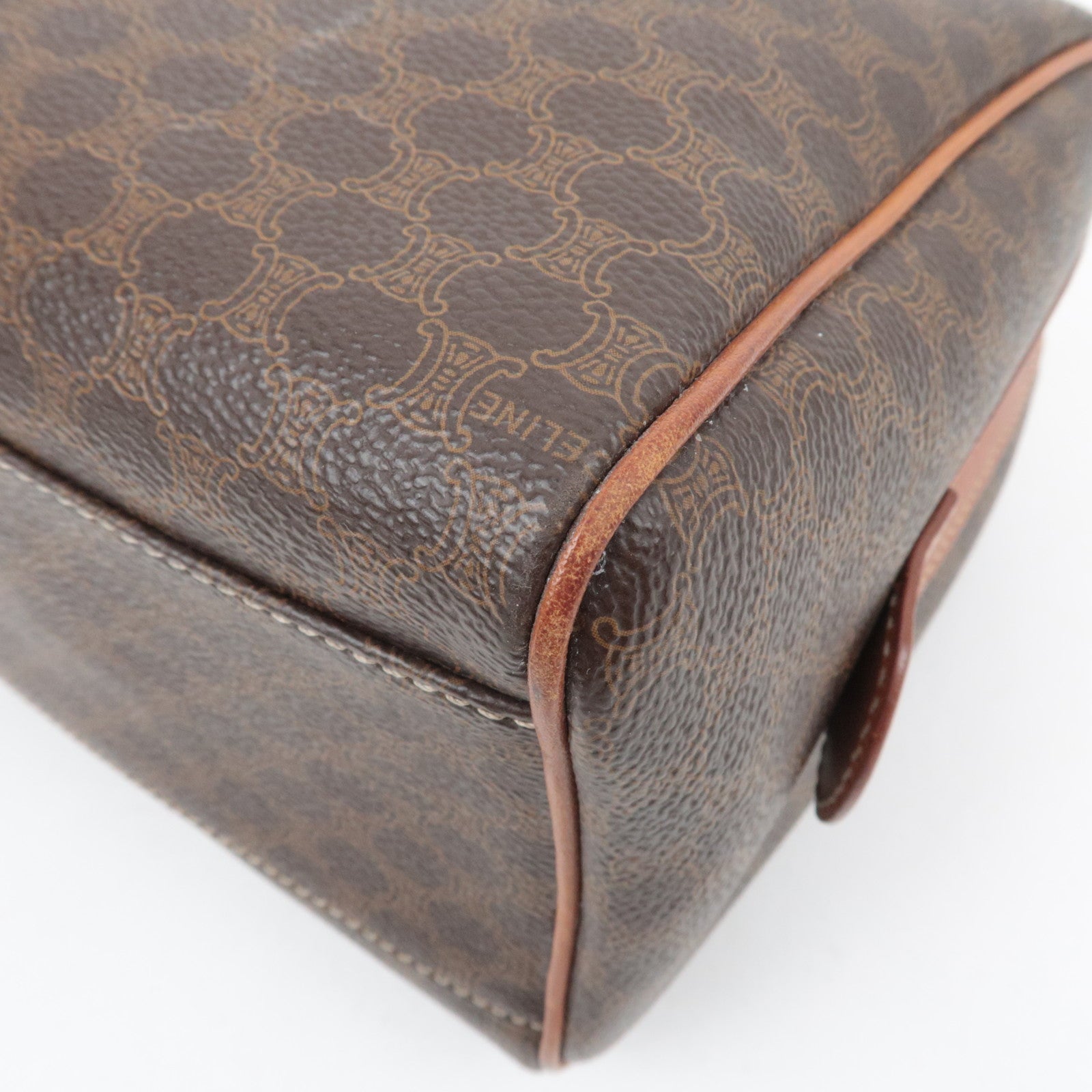 CELINE Macadam PVC Leather Handbag Brown