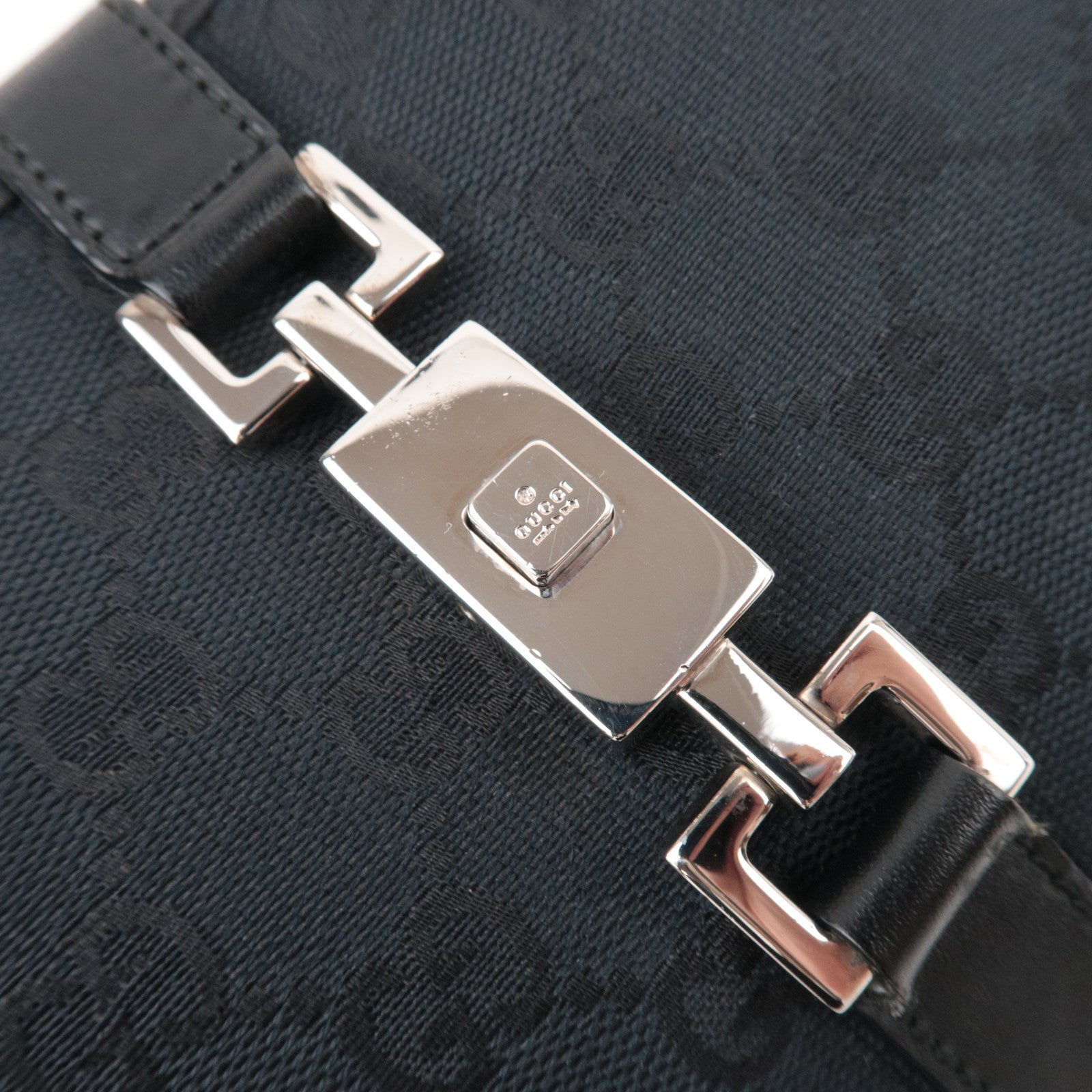 GUCCI Jackie GG Canvas Shoulder Bag Black 001.3306