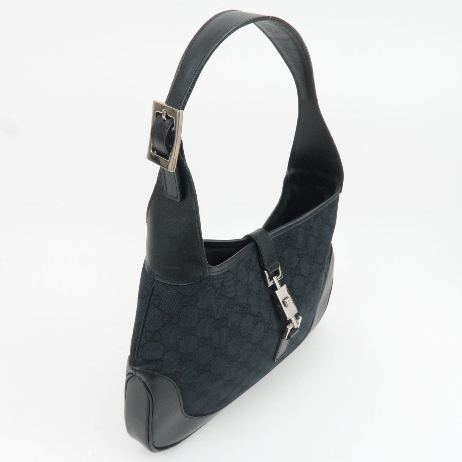 GUCCI Jackie GG Canvas Shoulder Bag Black 001.3306