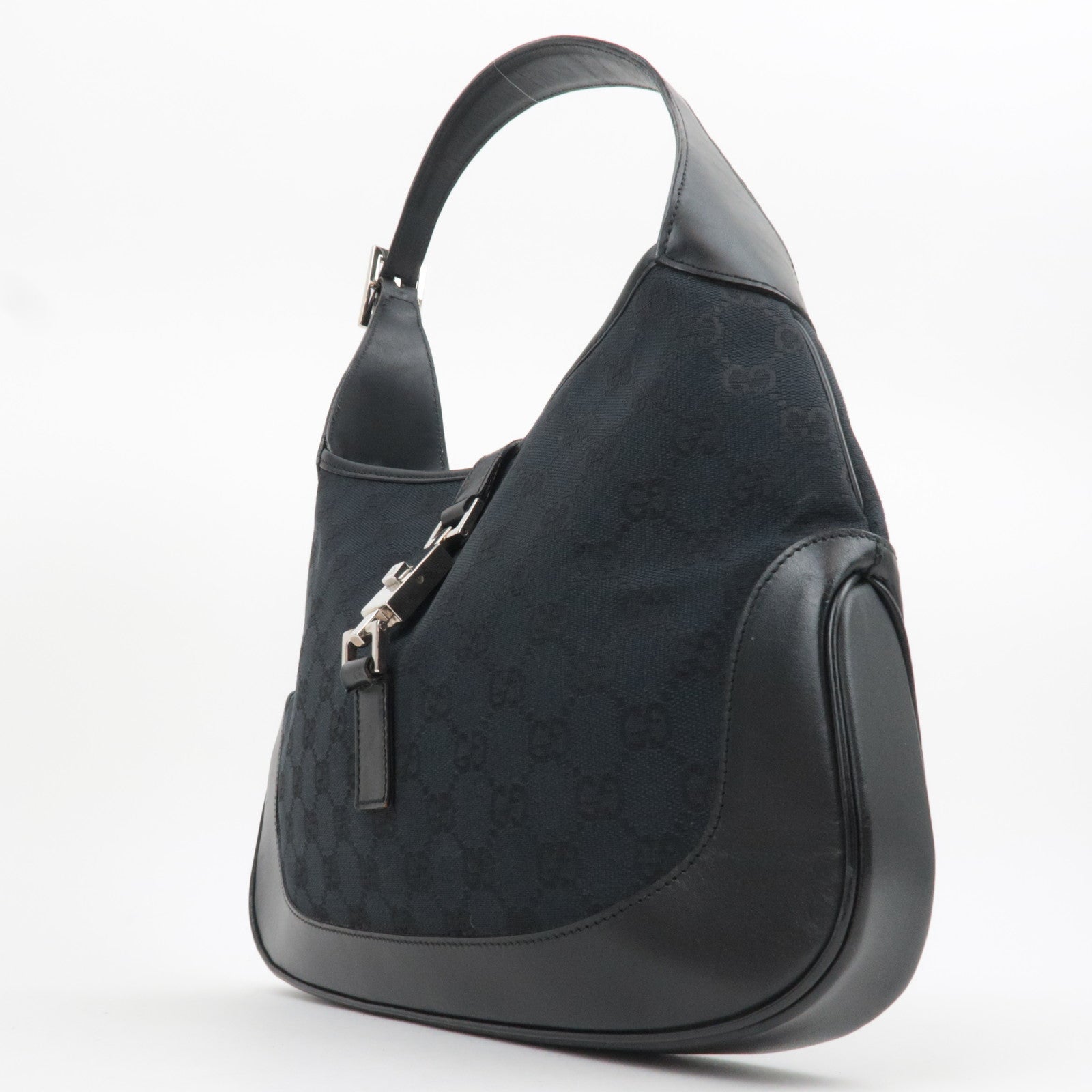 GUCCI Jackie GG Canvas Shoulder Bag Black 001.3306