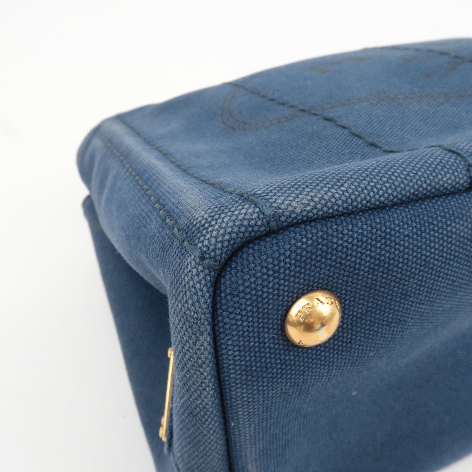 PRADA Canapa Mini Canvas Tote Bag Navy 1BG439