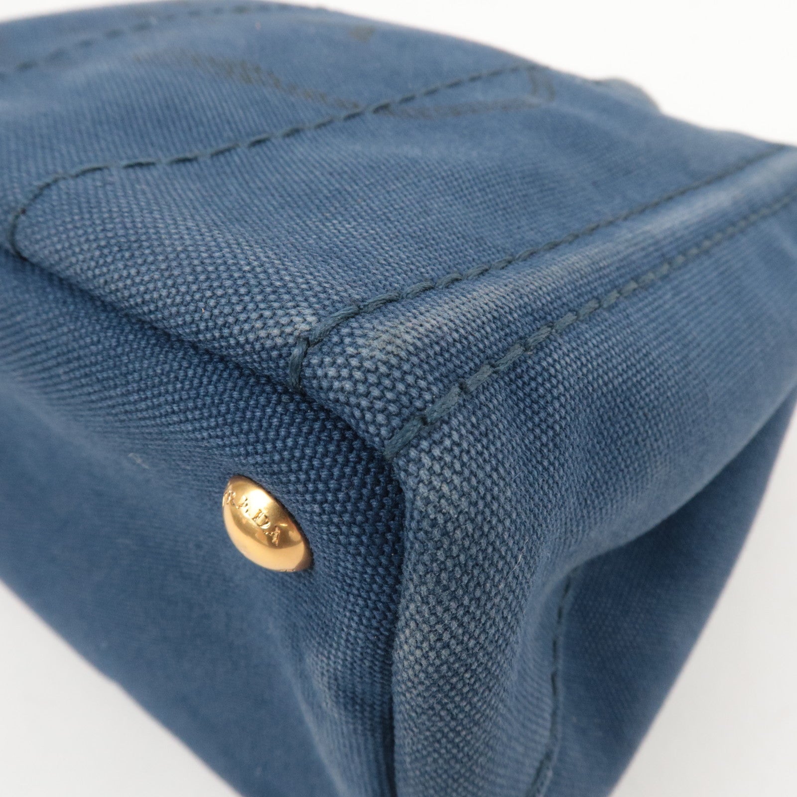 PRADA Canapa Mini Canvas Tote Bag Navy 1BG439