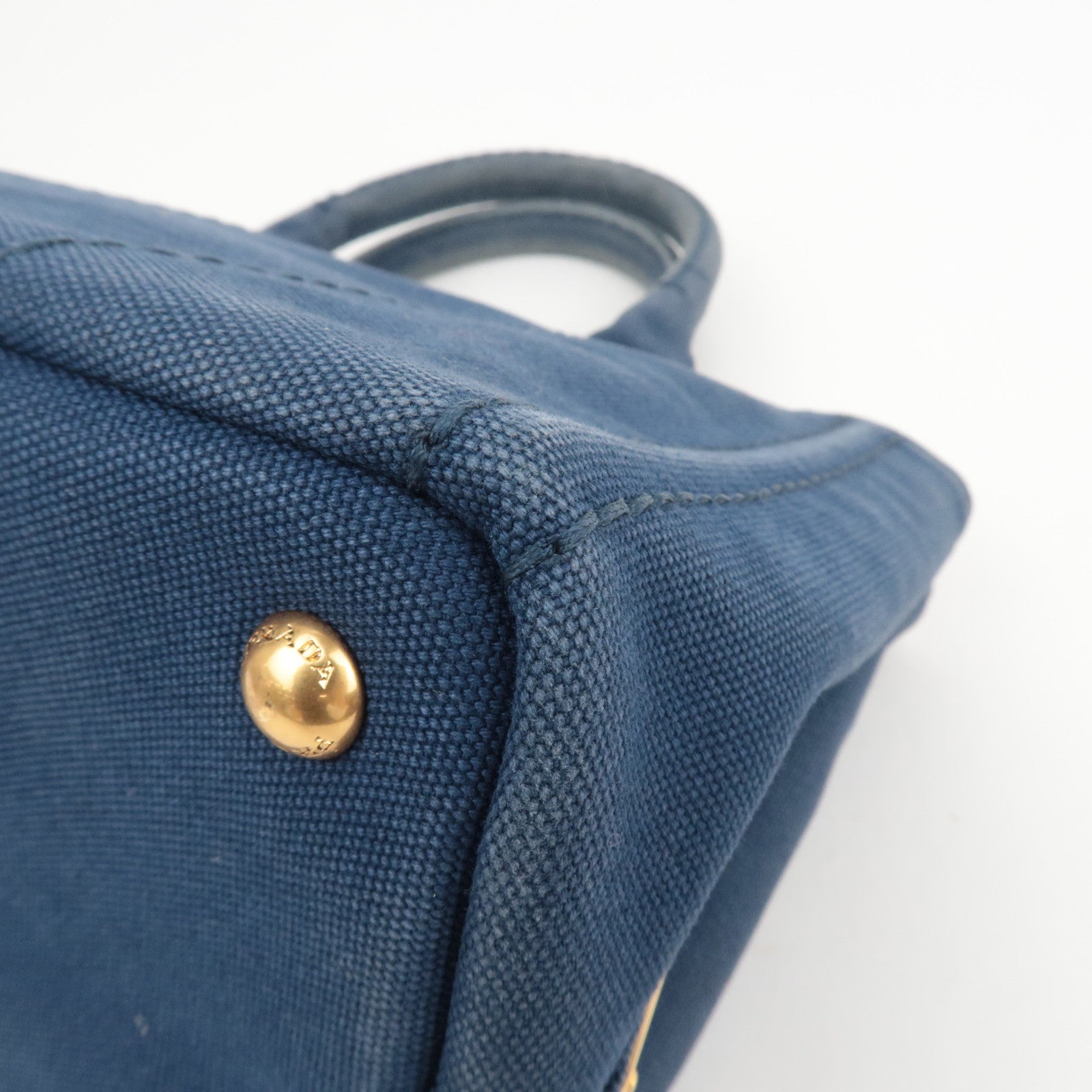 PRADA Canapa Mini Canvas Tote Bag Navy 1BG439